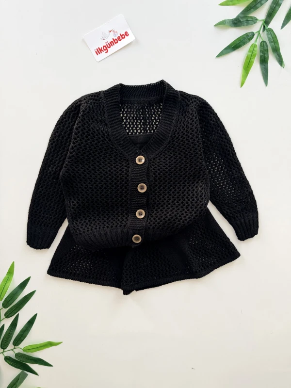 Ajurlu Fileli 3 Parça Etek Hırka & Askılı Badi Takım