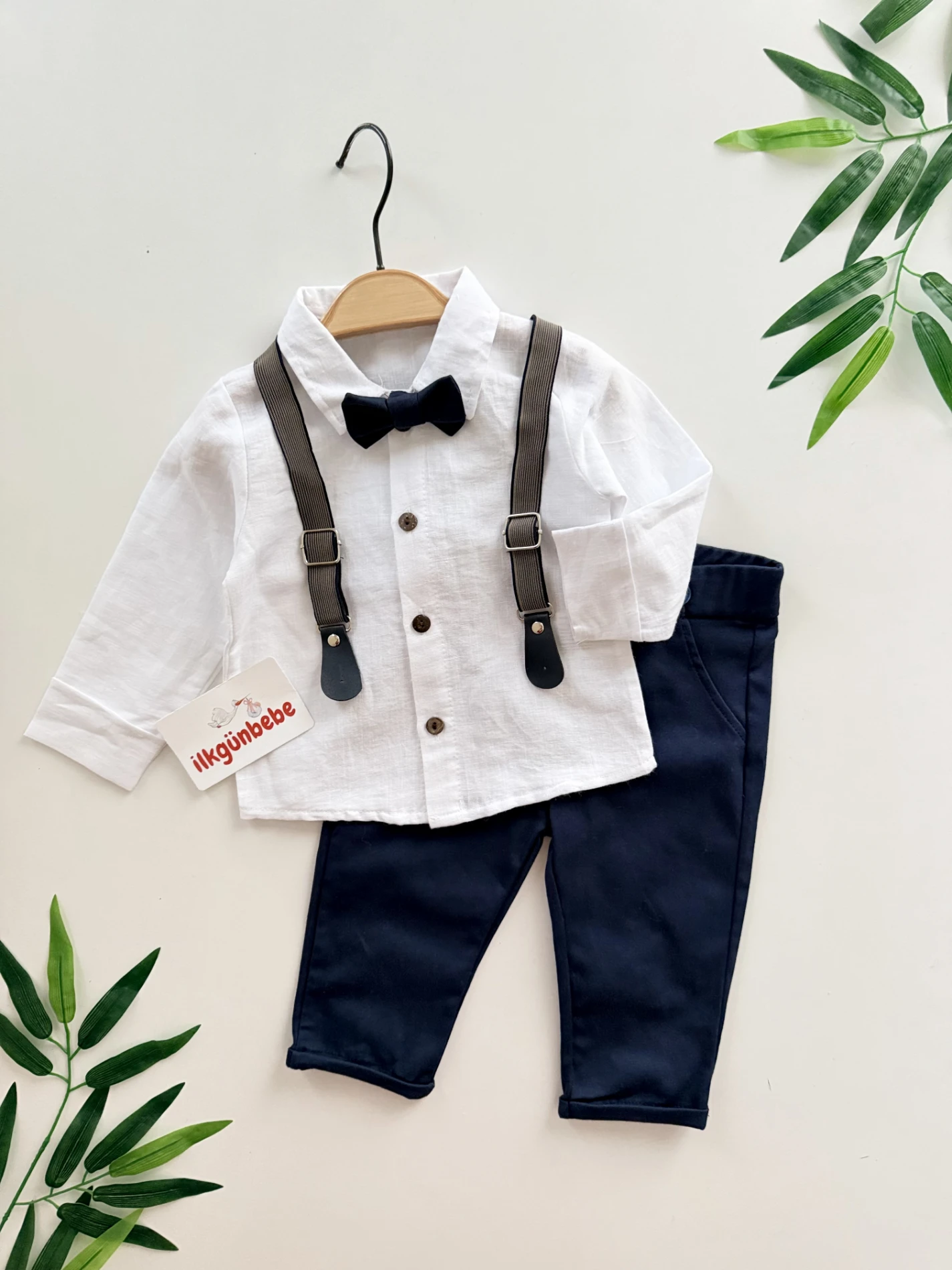 Papyonlu Askılı Keten Pamuklu 4’lü Takım