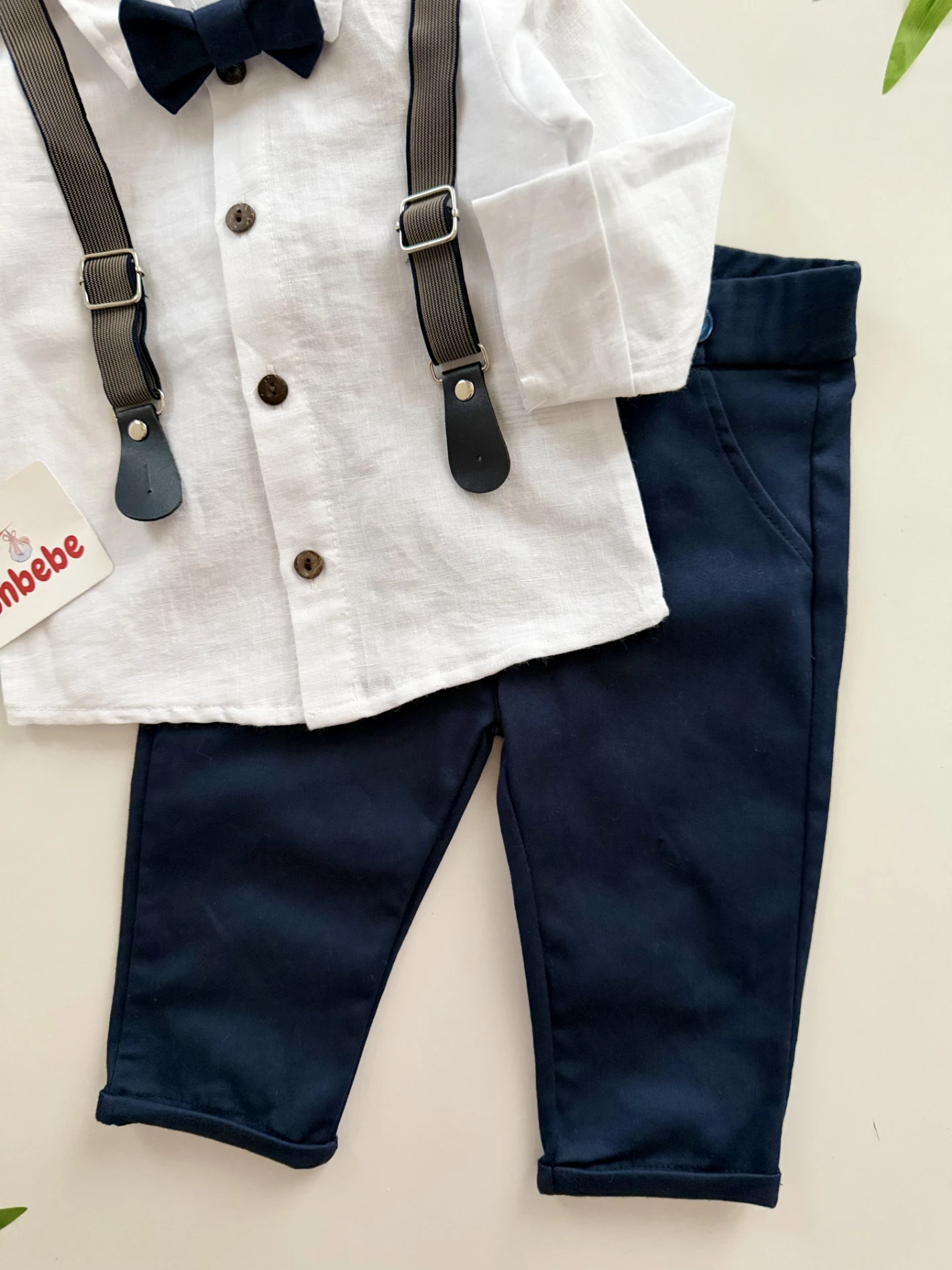 Papyonlu Askılı Keten Pamuklu 4’lü Takım