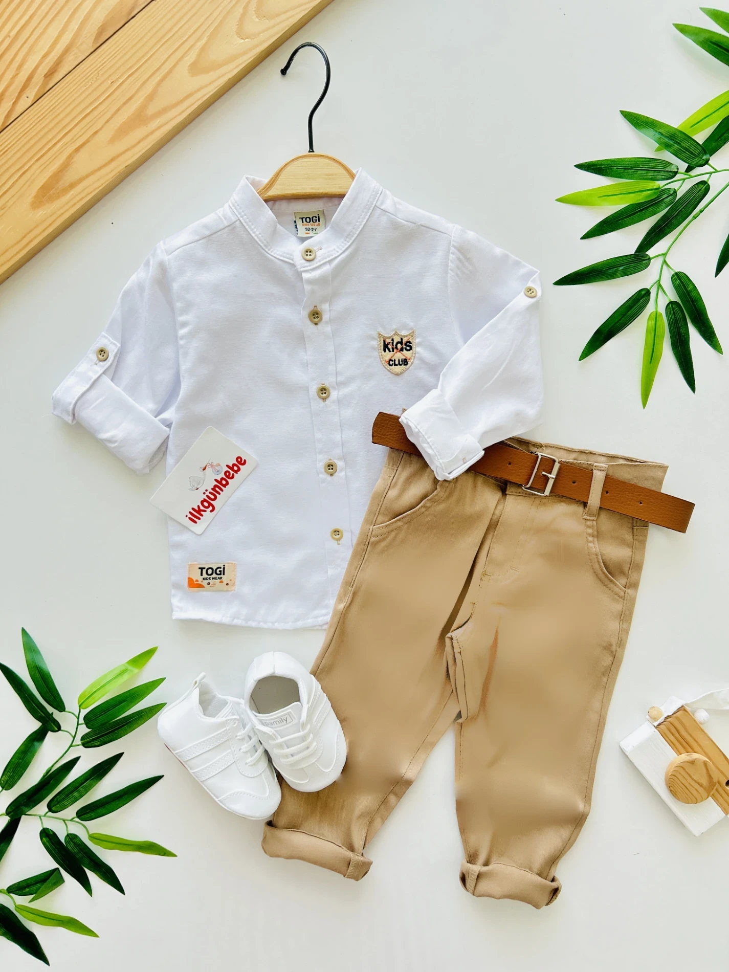 Hakim Yaka Ayarlanabilir Kollu Gömlekli Kemer Hediyeli Pantalonlu 3’lü Premium  Kalite Takım