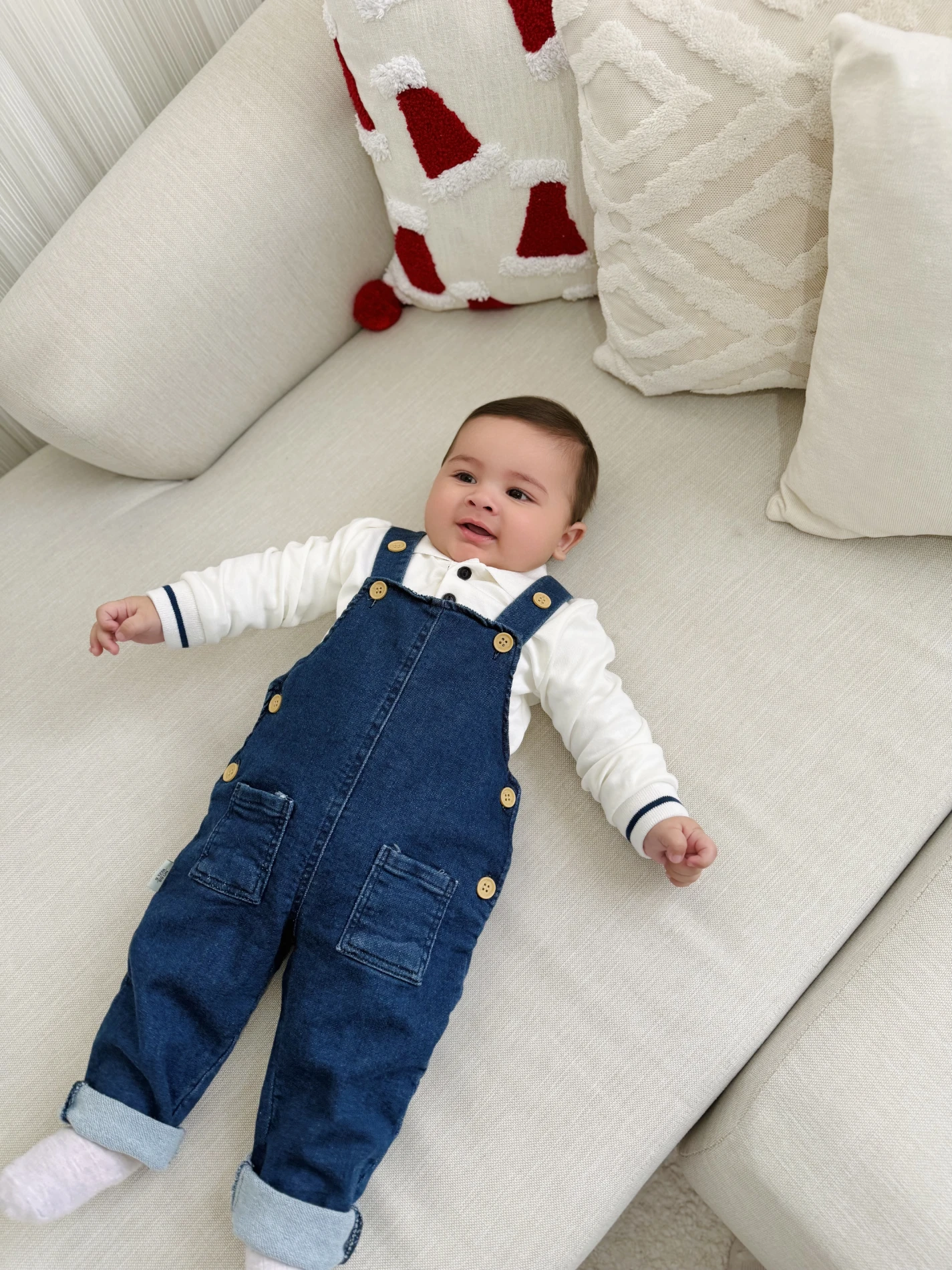 Polo Yaka Sweatshirt Kot Likralı Salopetli 2’li Takım