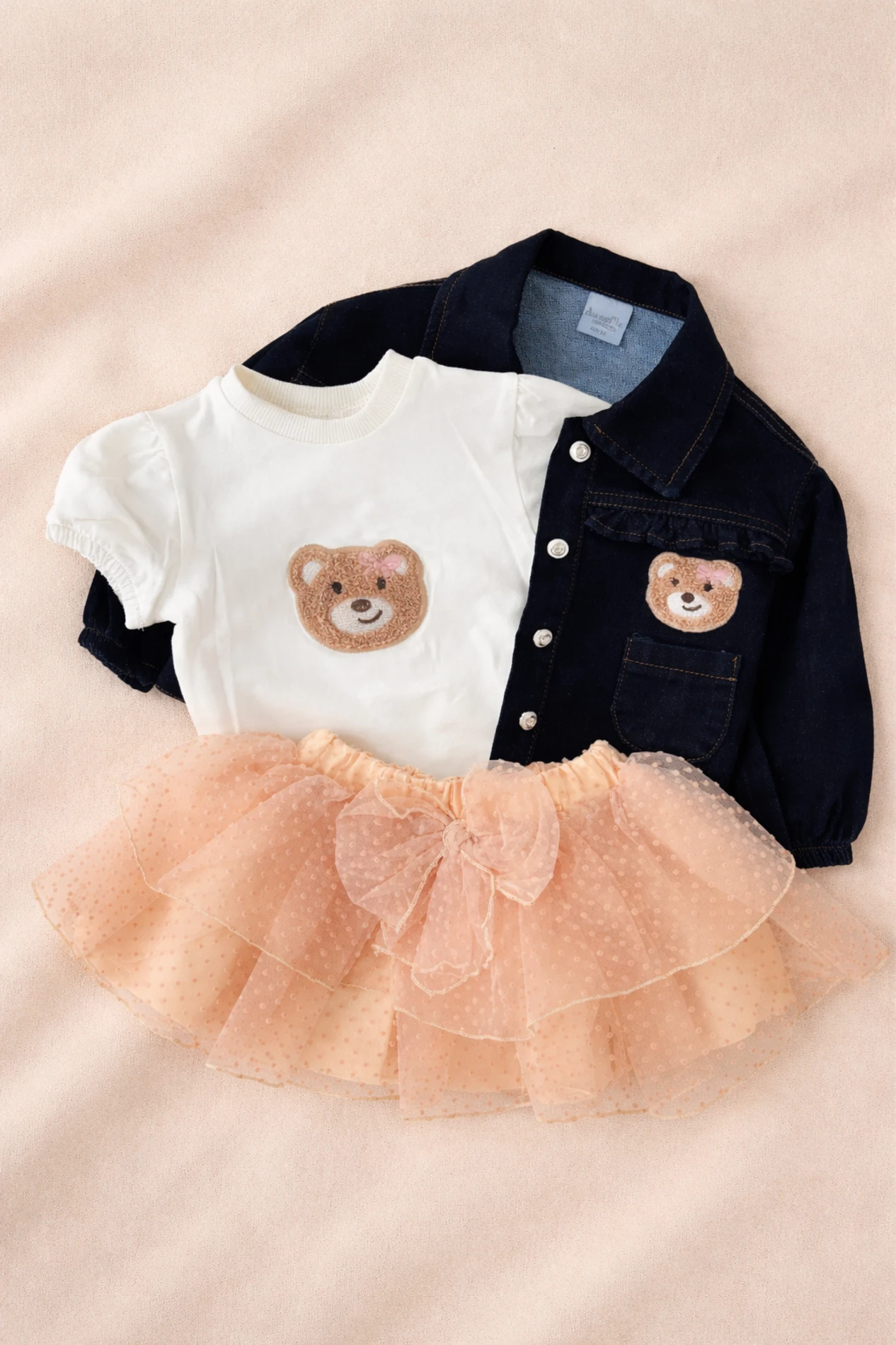 Teddy Kot Ceketli Tütü Etek 3’lü Takım