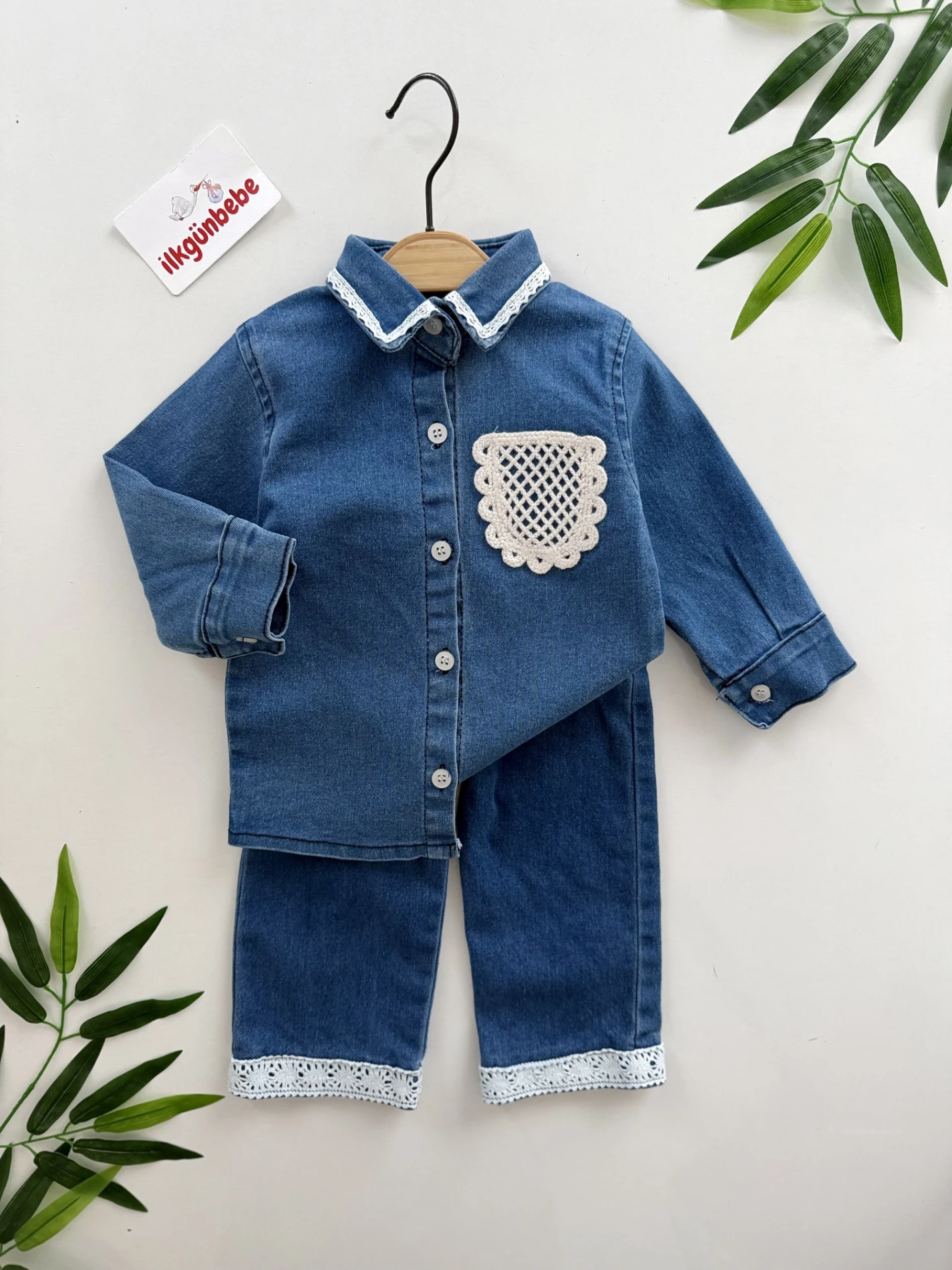 Likralı Esnek Premium Kalite Dantel Detaylı Kot Takım