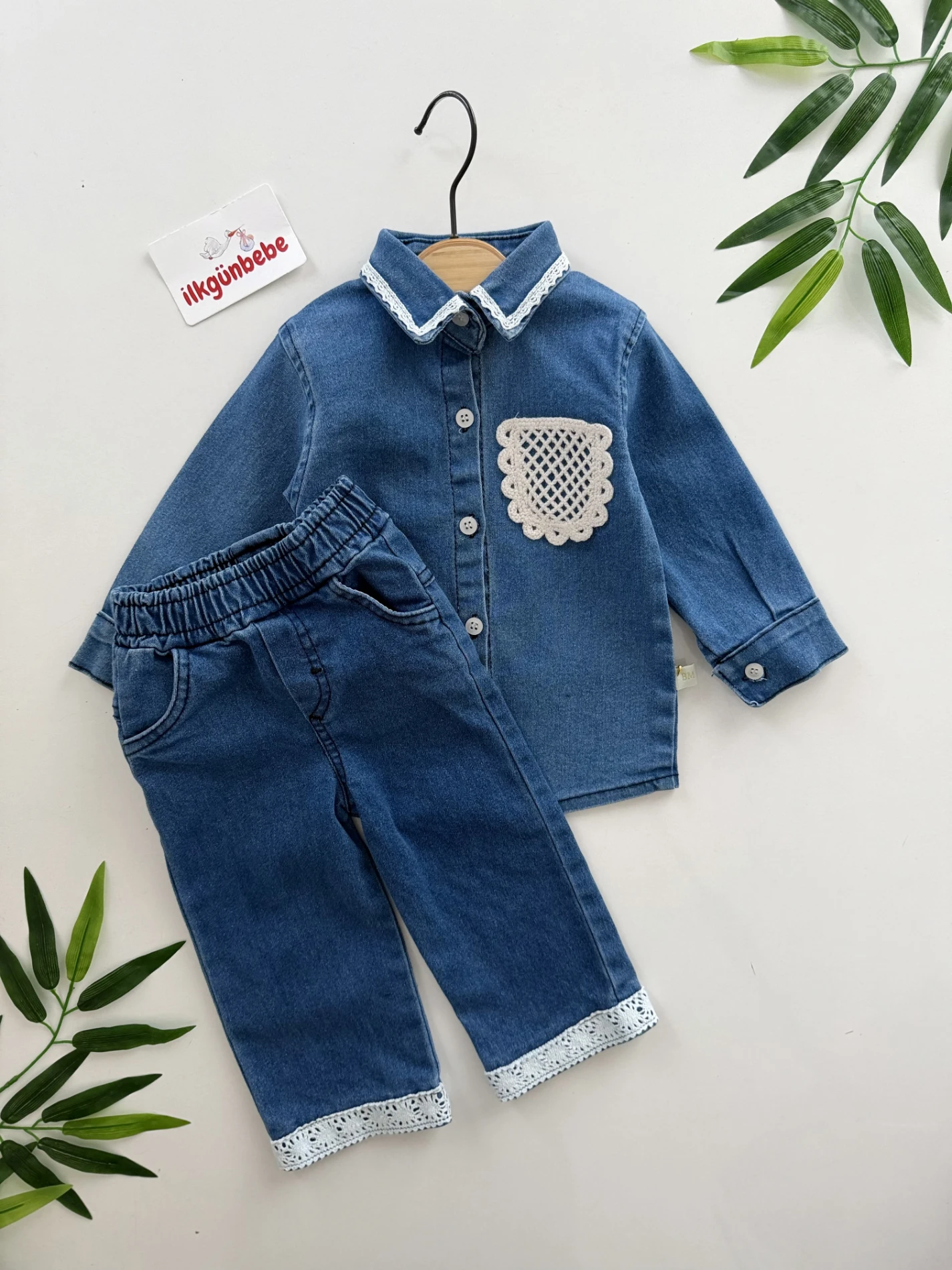 Likralı Esnek Premium Kalite Dantel Detaylı Kot Takım