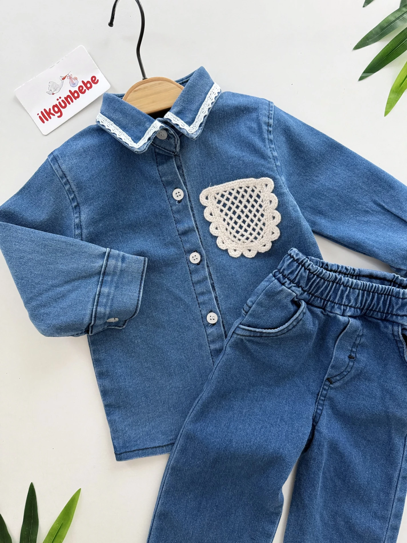 Likralı Esnek Premium Kalite Dantel Detaylı Kot Takım