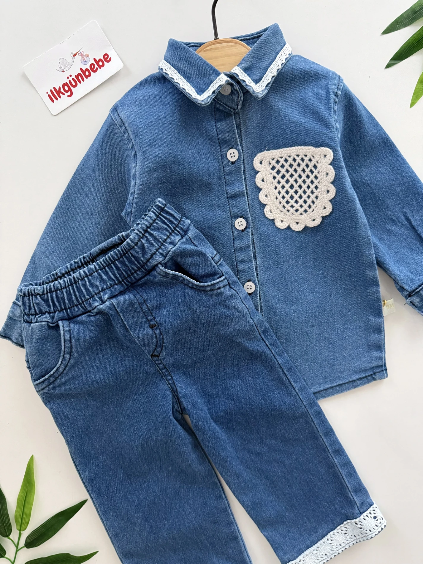 Likralı Esnek Premium Kalite Dantel Detaylı Kot Takım