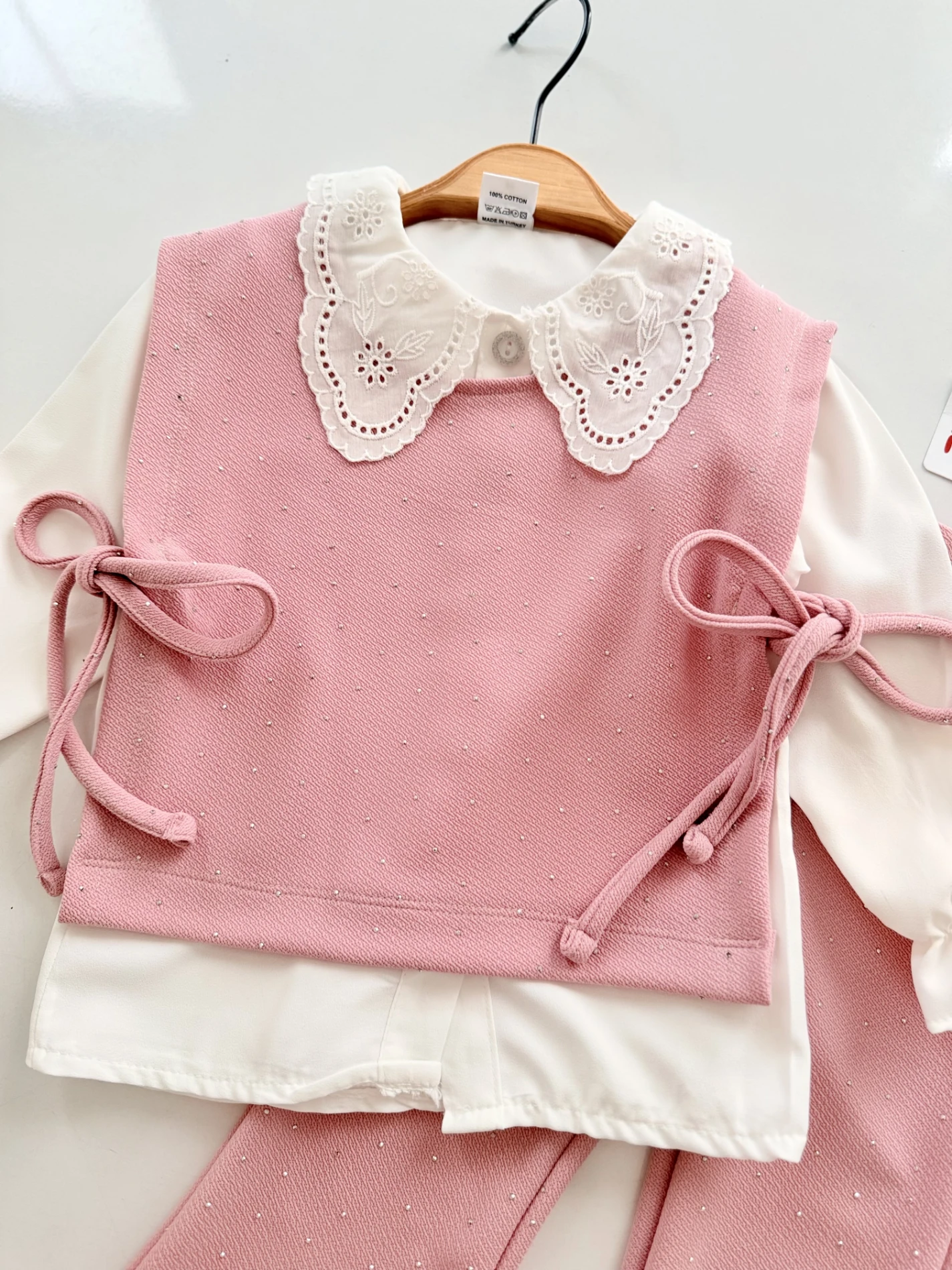 Parıltılı Taşlı Süveterli İspanyol Pantalonlu 3’lü Takım