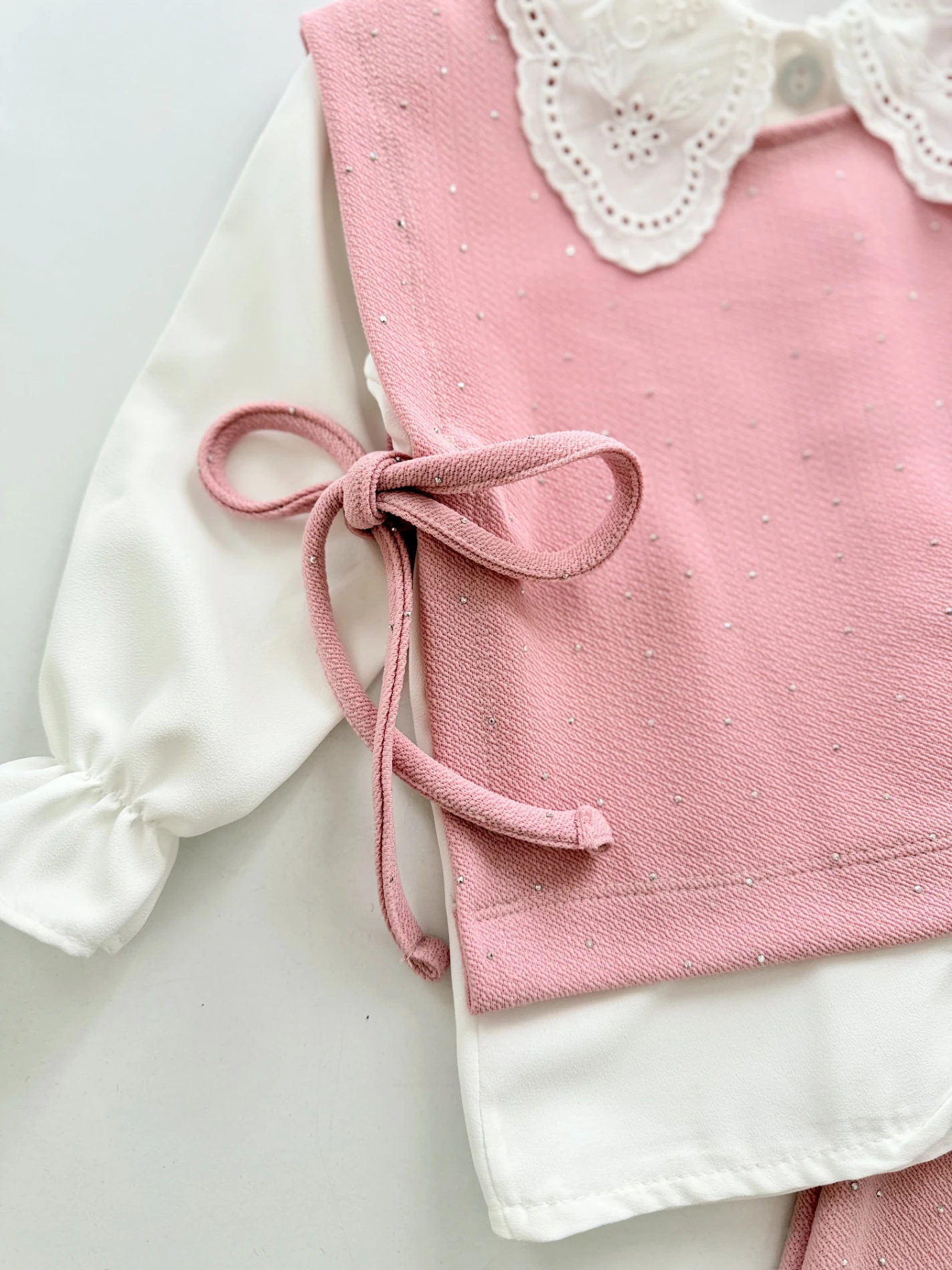 Parıltılı Taşlı Süveterli İspanyol Pantalonlu 3’lü Takım