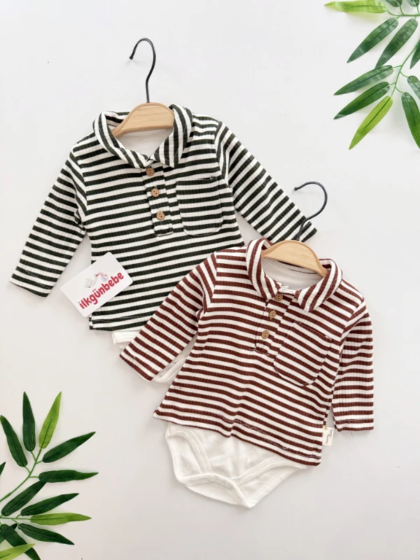 Çizgili Polo Yaka Zıbın