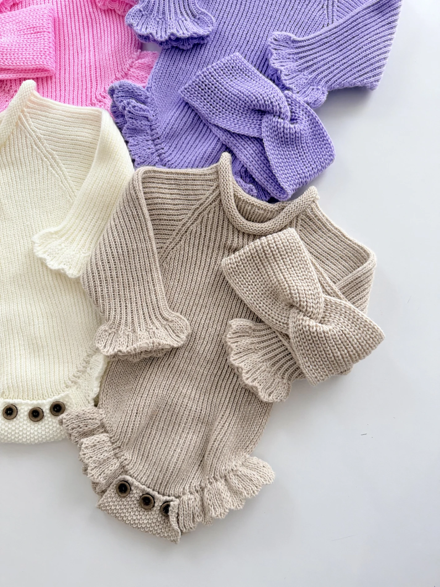 Selanik Örgüsü Triko Romper Body Bandana Set