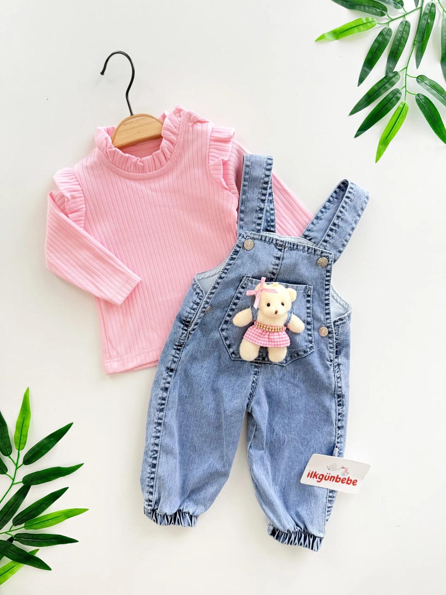 Oyuncak Ayıcıklı Kot Kumaş Badili 2’li Takım