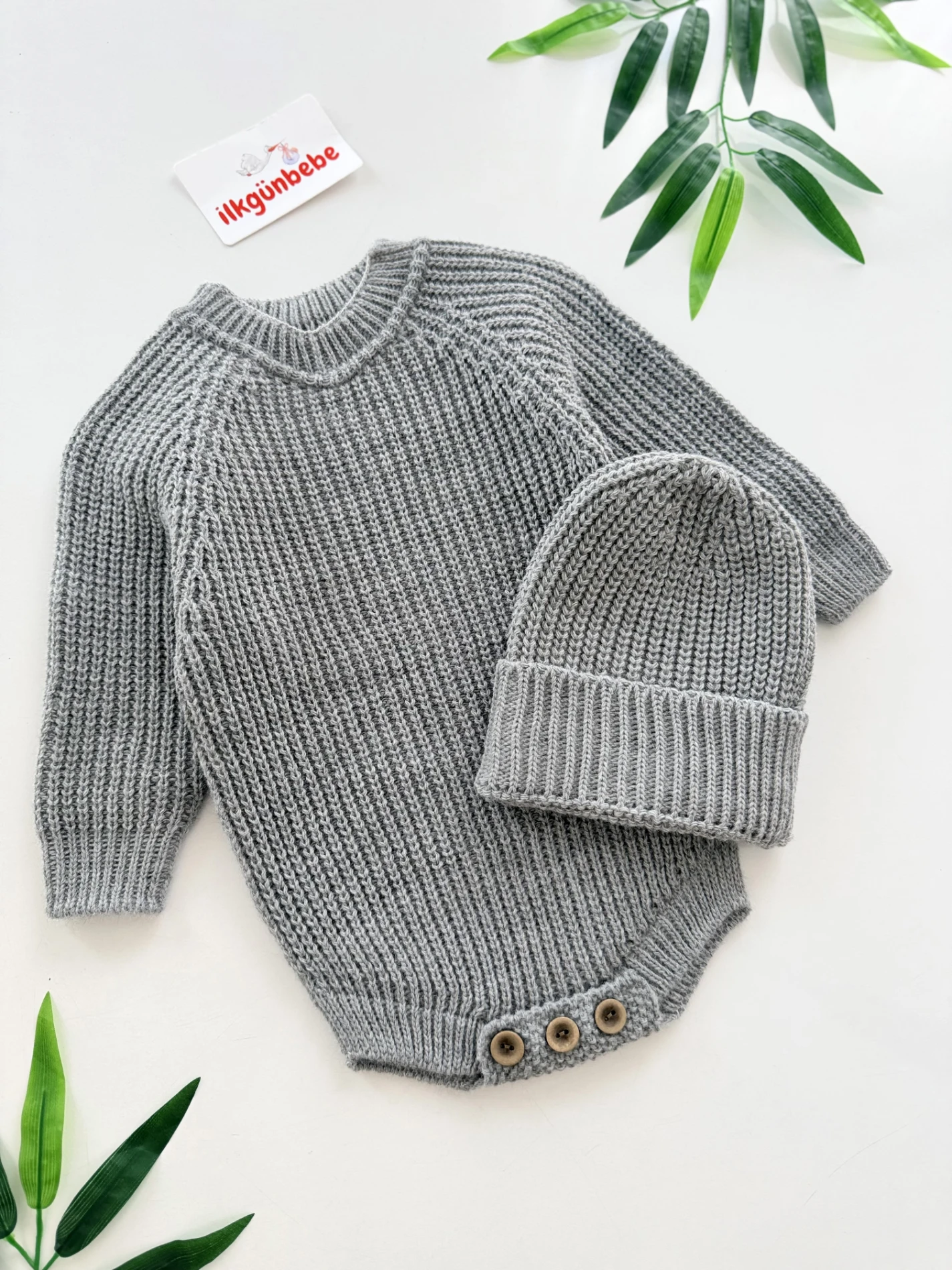 Selanik Örgüsü Triko  Body Şapka Set