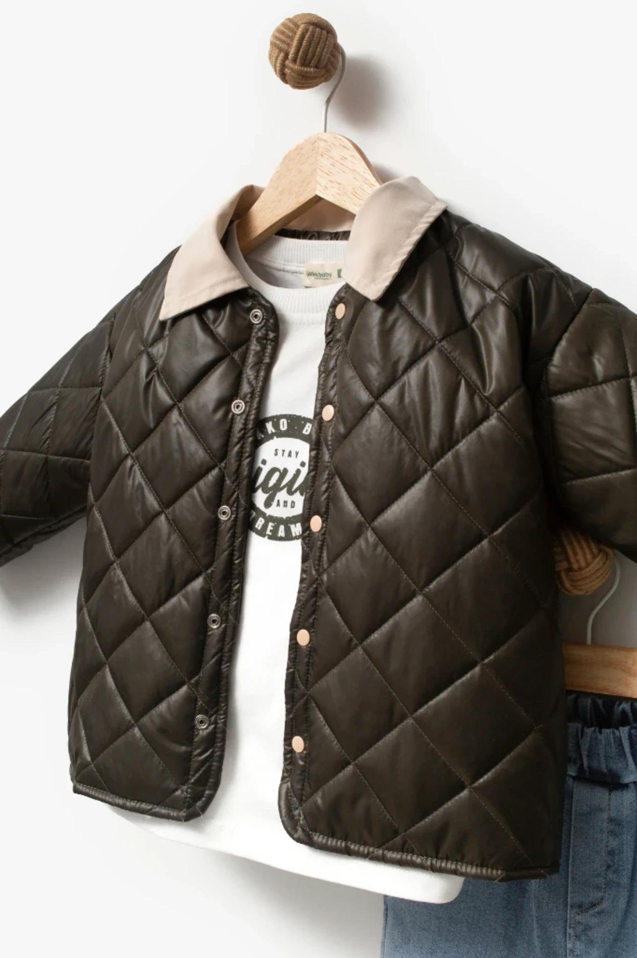 Kapitone Ceketli Kot Pantalonlu 3’lü Takım