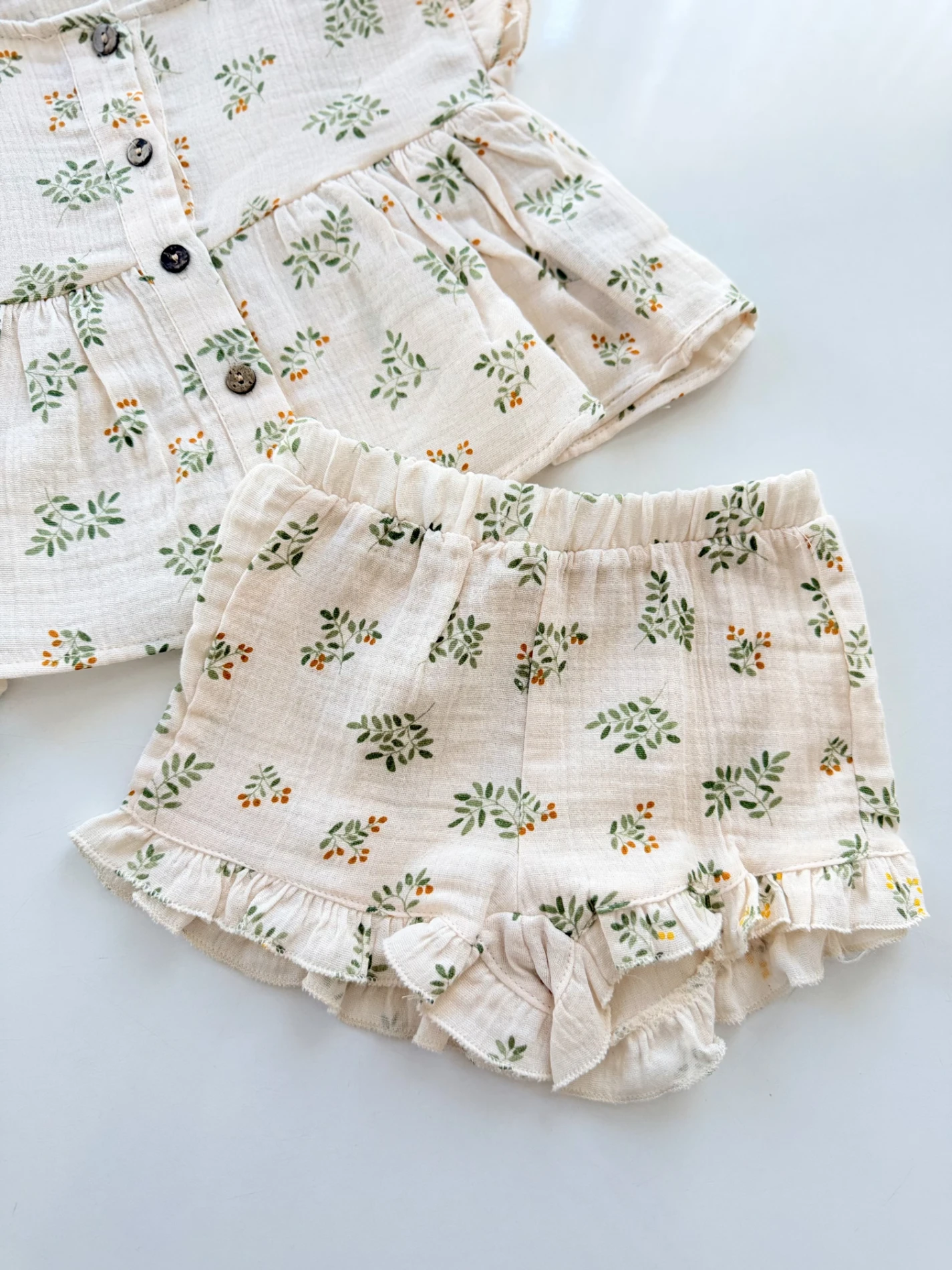 Natural Müslin Detaylı   Yazlık Takım