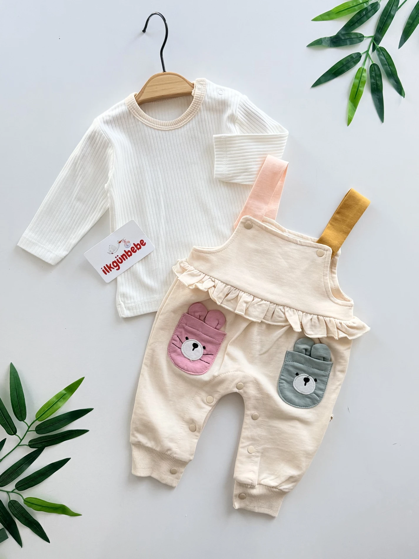 Cute Bear Kulaklı 2’li Salopet