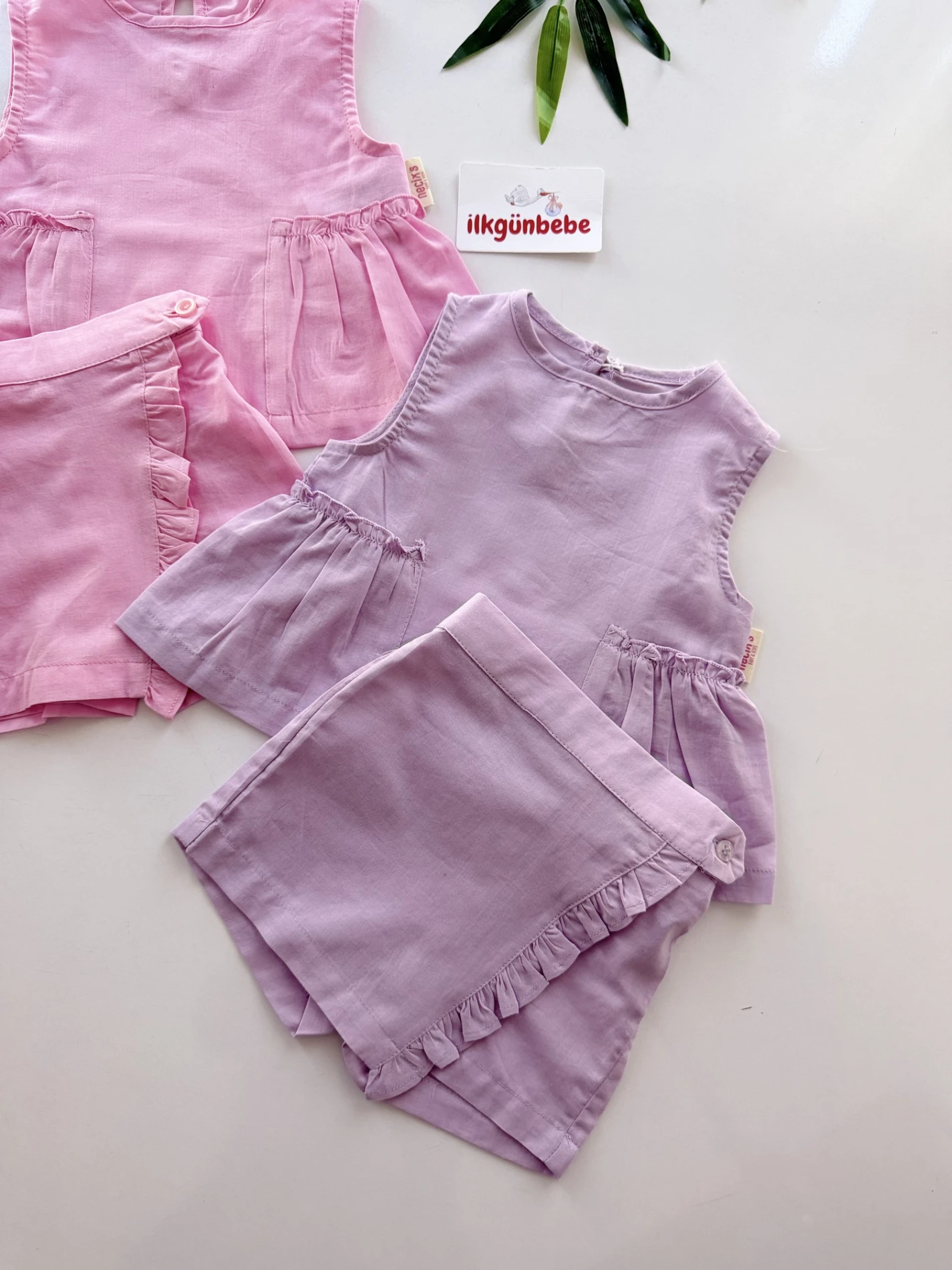 Keten Kumaş Şort Etekli 2’li Takım