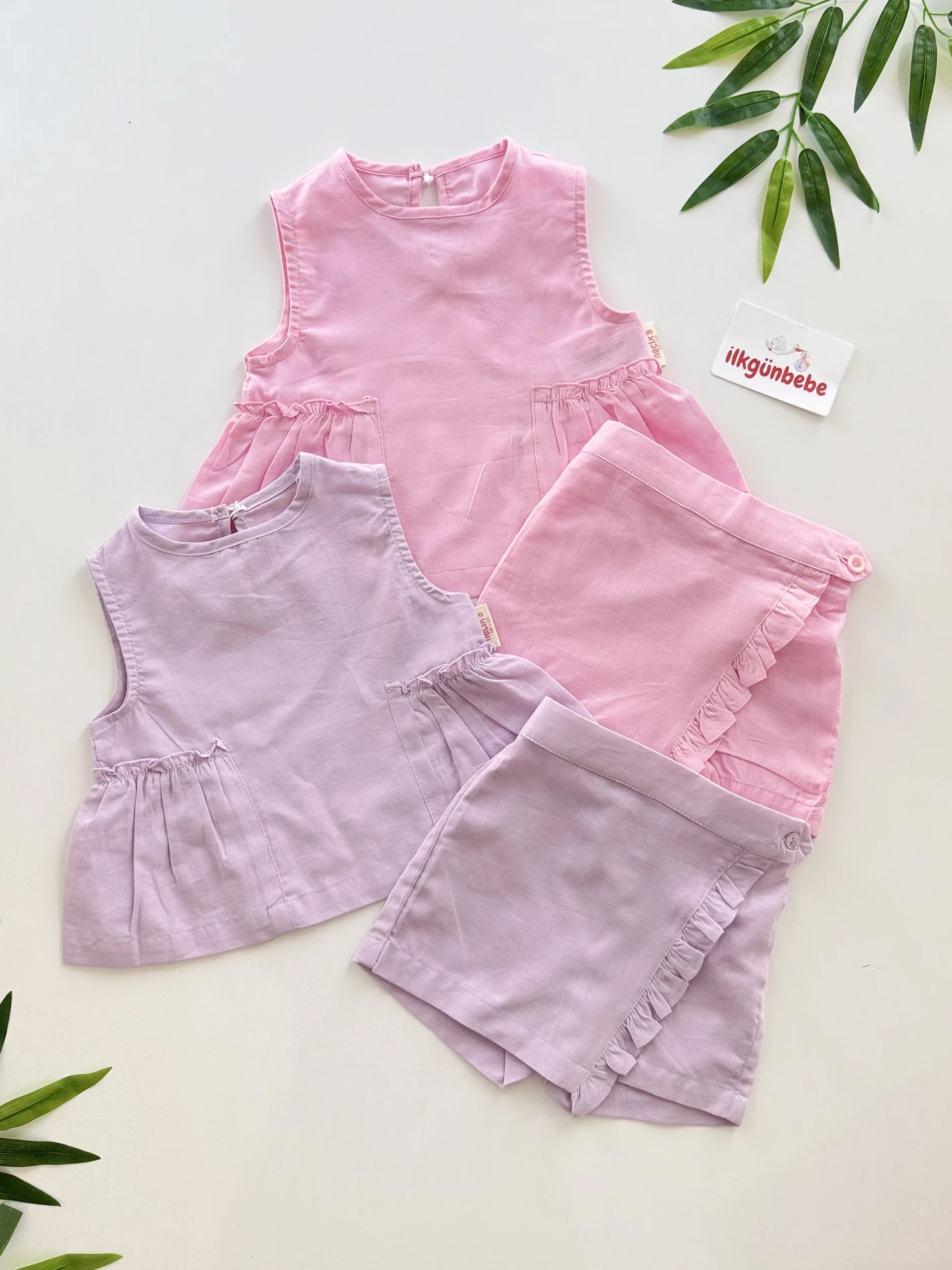 Keten Kumaş Şort Etekli 2’li Takım