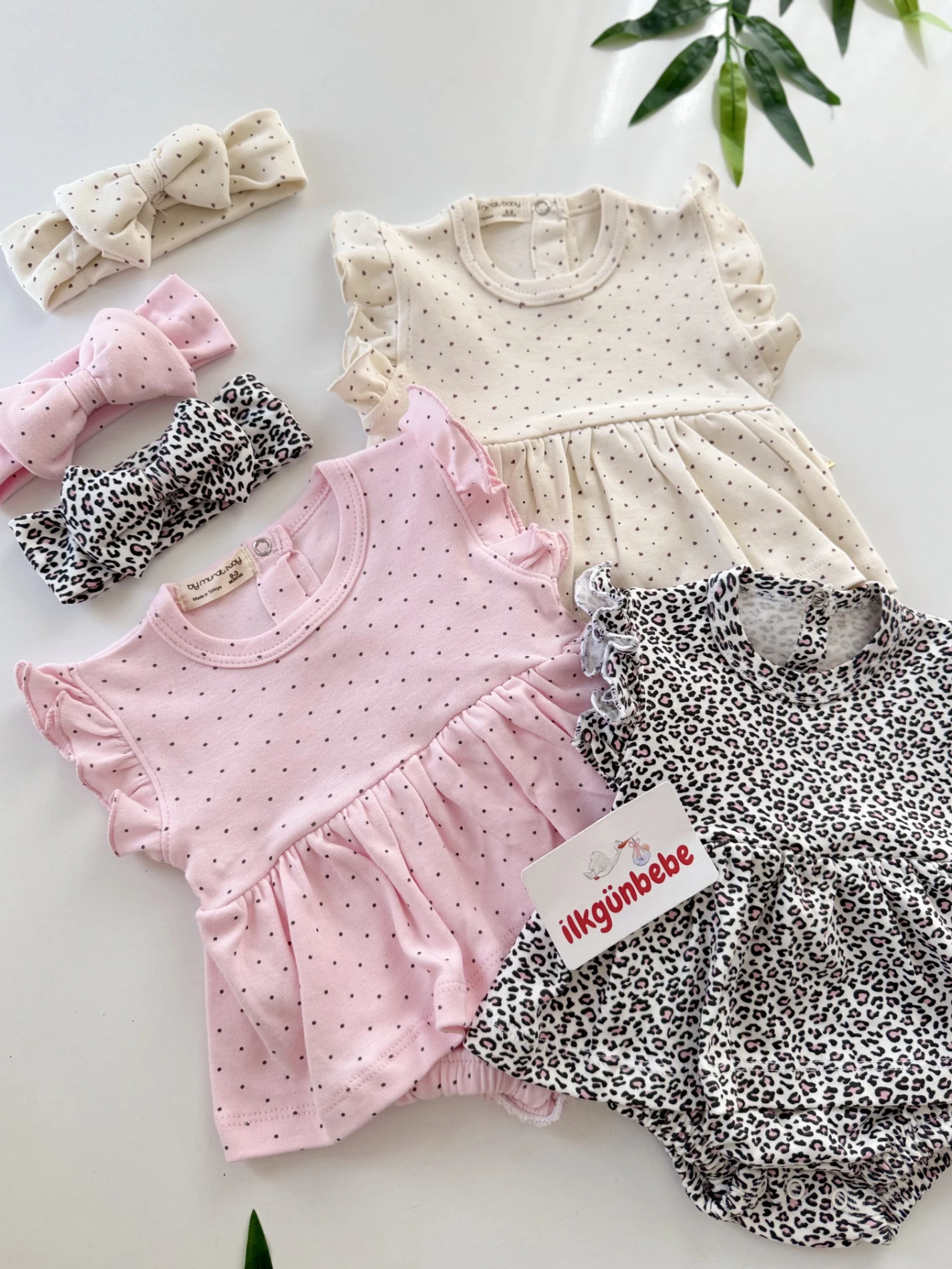 Leogirl 3’lü Bandanalı Romper Yazlık Set