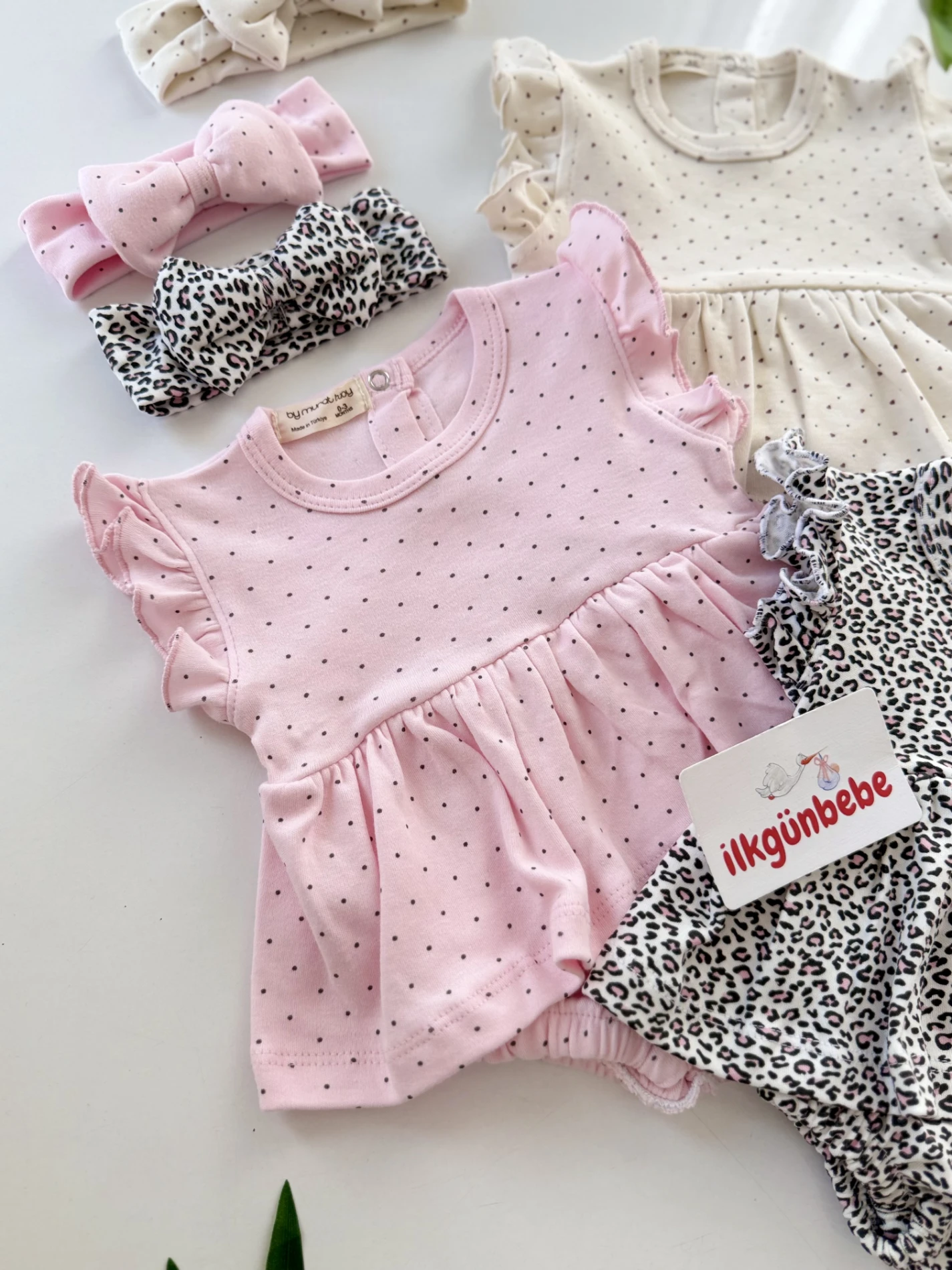 Leogirl 3’lü Bandanalı Romper Yazlık Set