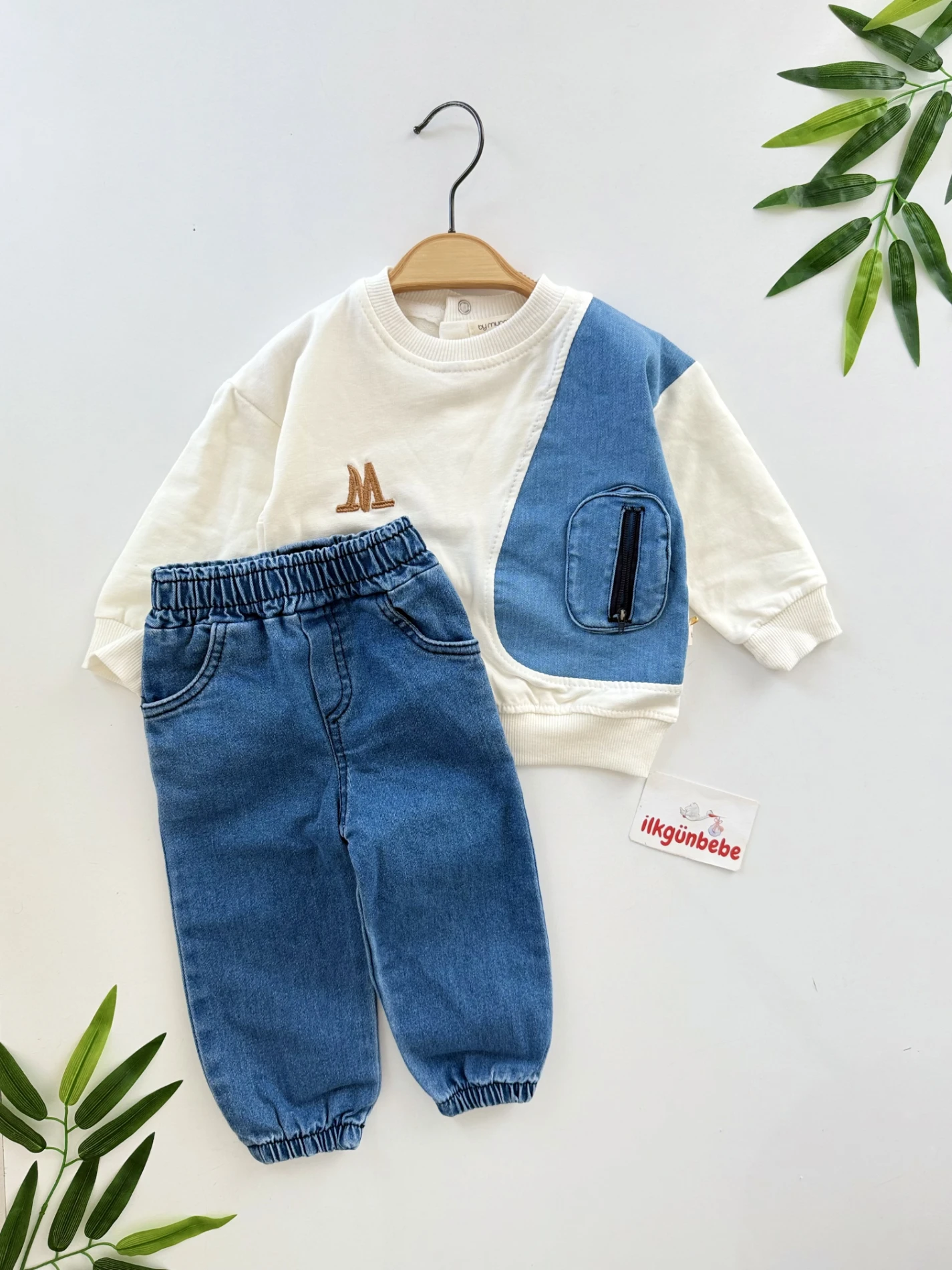 Cep Fermuarlı Denim Kot 2’li Takım