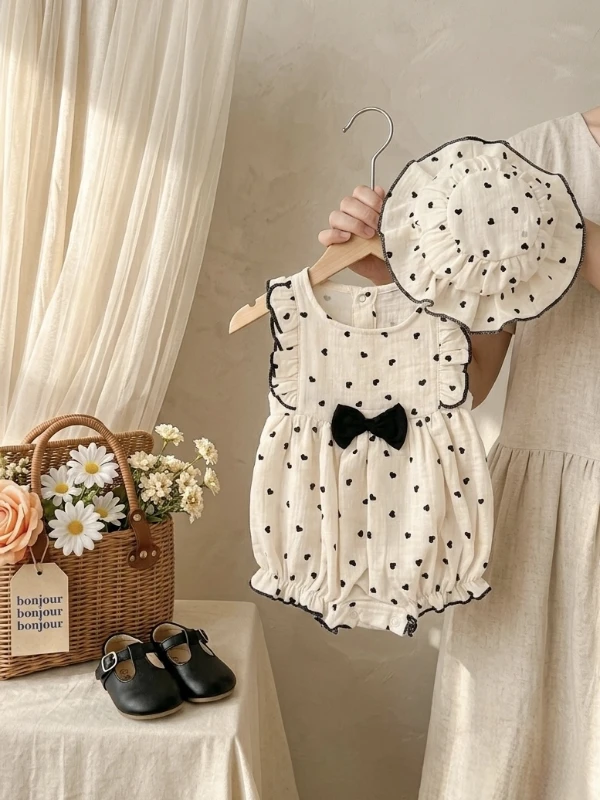 Lovely Bucket Şapkalı Yazlık Müslin Romper