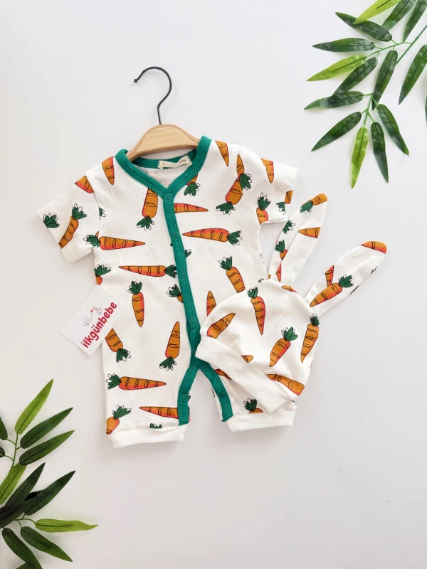 Havuç Baskılı Unisex Mevsimlik Tulum 