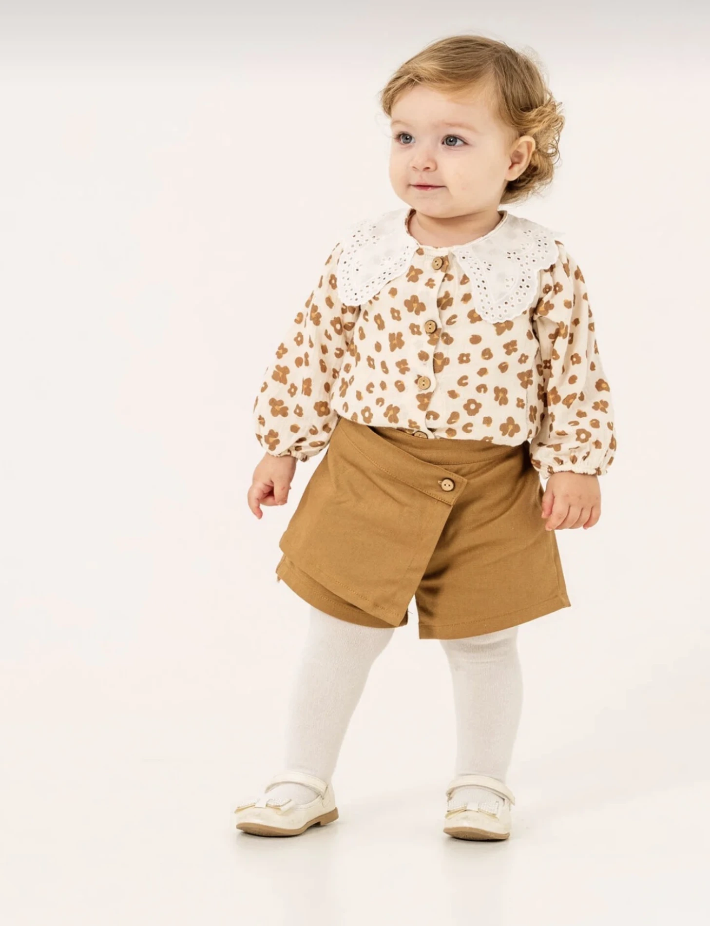 Leopar Desenli Müslin Fisto Yaka Çorap Hediyeli 3’lü Takım