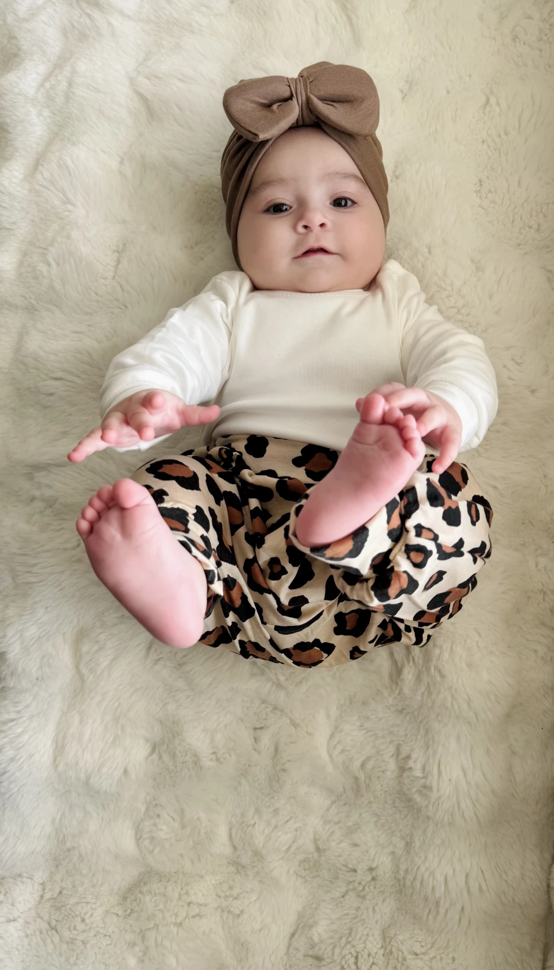 Leopar Desenli Şalvarlı UZUN Kollu Tişörtlü  3’lü Bandanalı  Takım