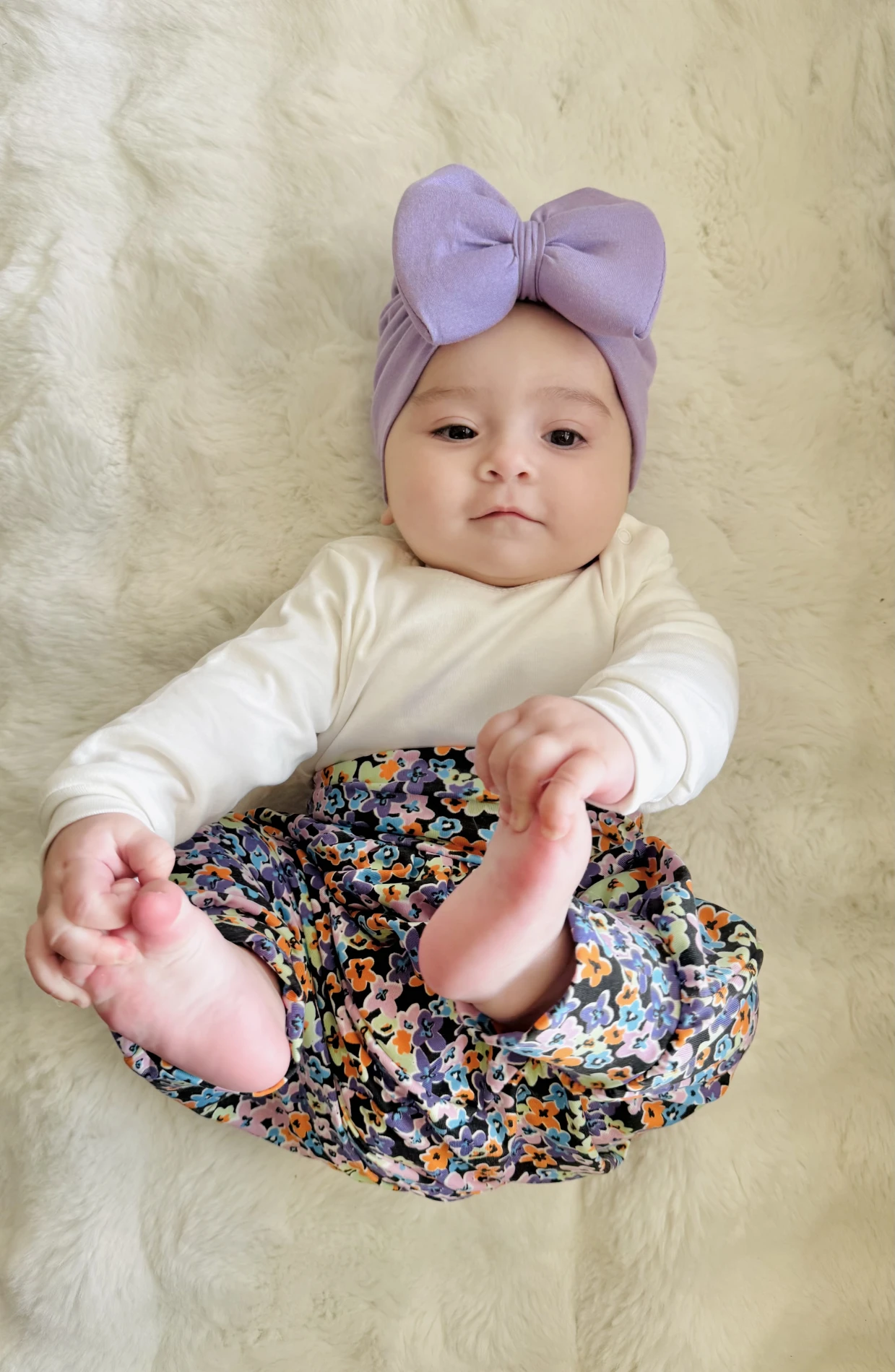 Çiçek Desenli Şalvarlı UZUN Kollu Tişörtlü  3’lü Bandanalı  Takım