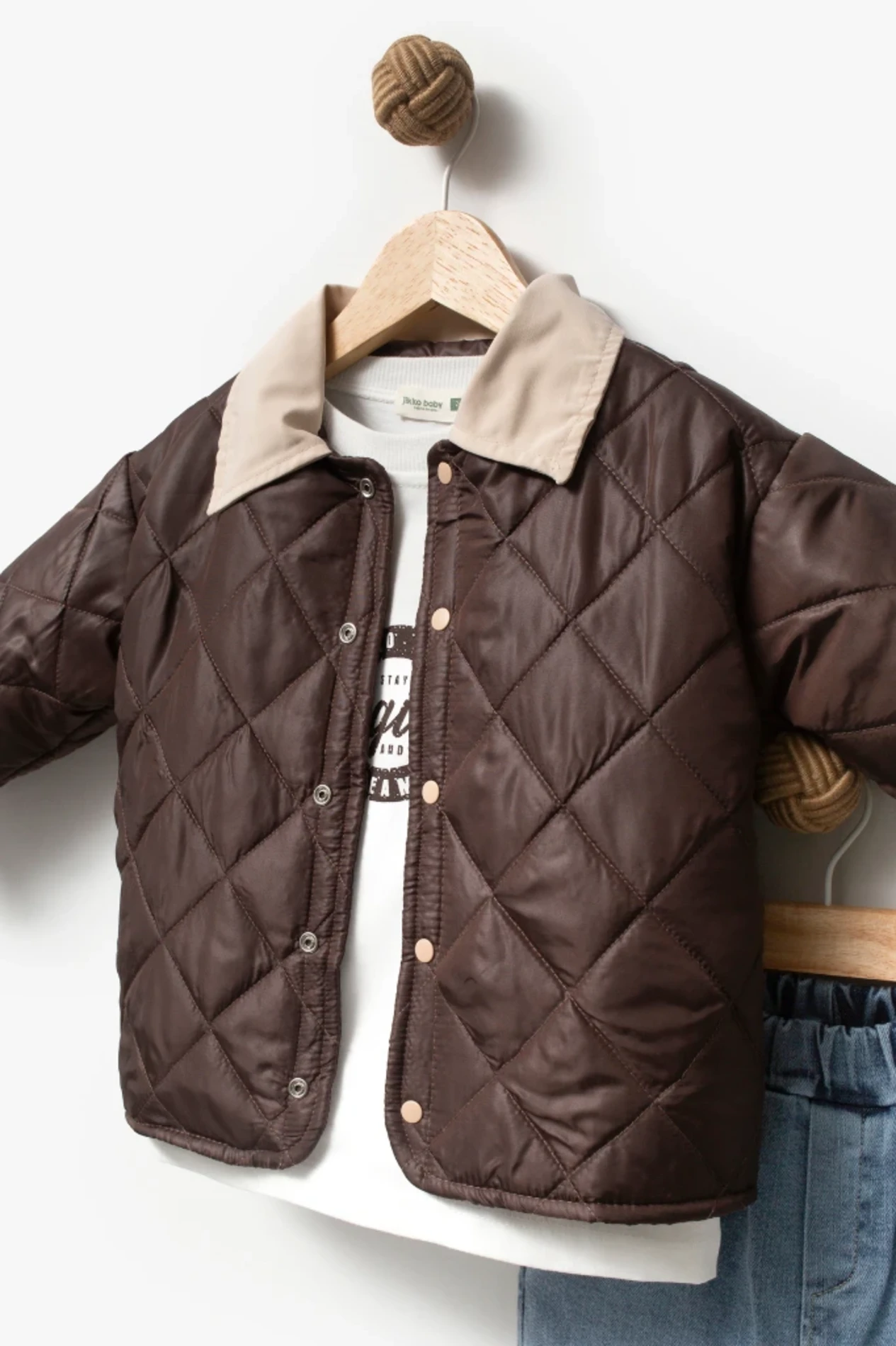 Kapitone Ceketli Kot Pantalonlu 3’lü Takım