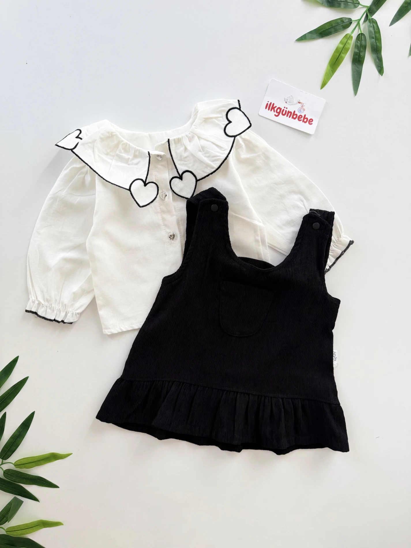 Kalp Desenli Kadife Etekli Gömlek & Jile 