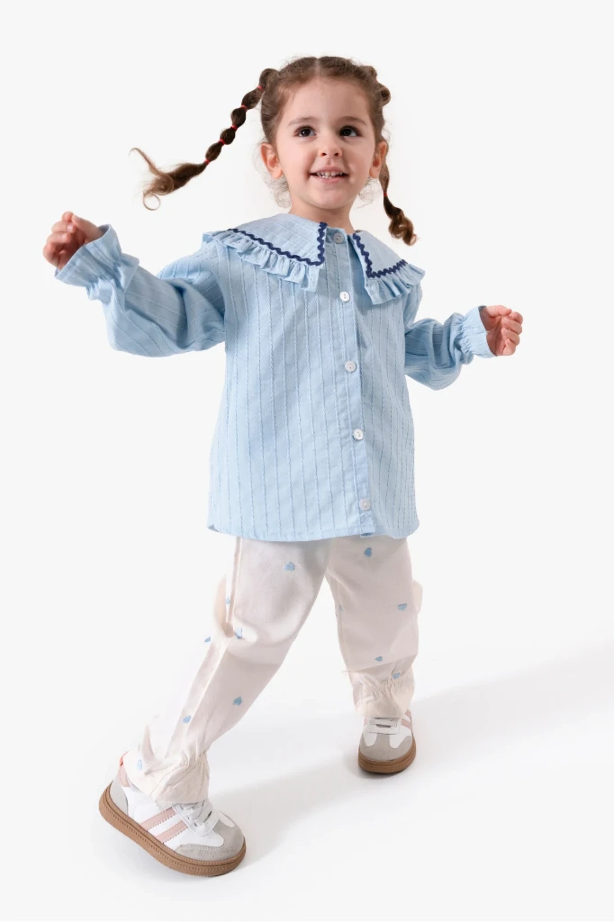 Su Taşı Yaka Detaylı Kalp Pantalonlu Premium Takım