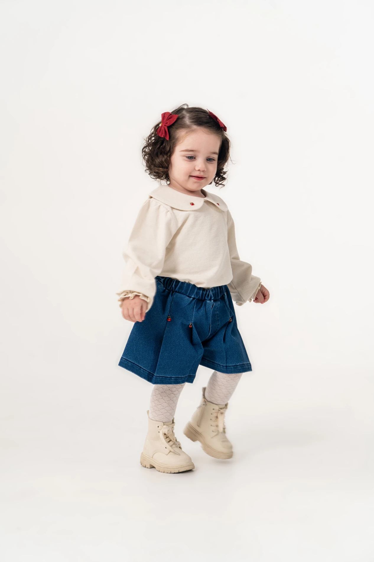 Uğur Böcek Yaka Denim Kot Şortlu 3’lü Takım