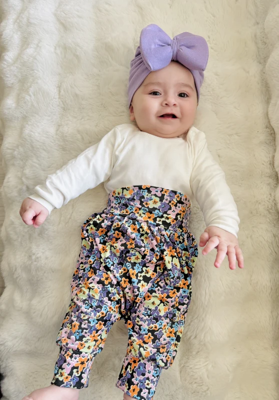 Çiçek Desenli Şalvarlı UZUN Kollu Tişörtlü  3’lü Bandanalı  Takım