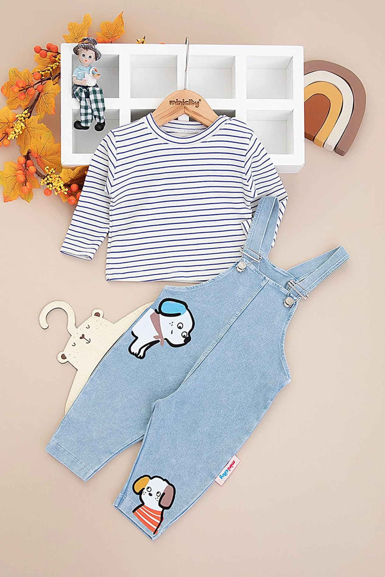 Cute Dog  Desenli %100 Pamuk Likralı Kot 2’li Takım