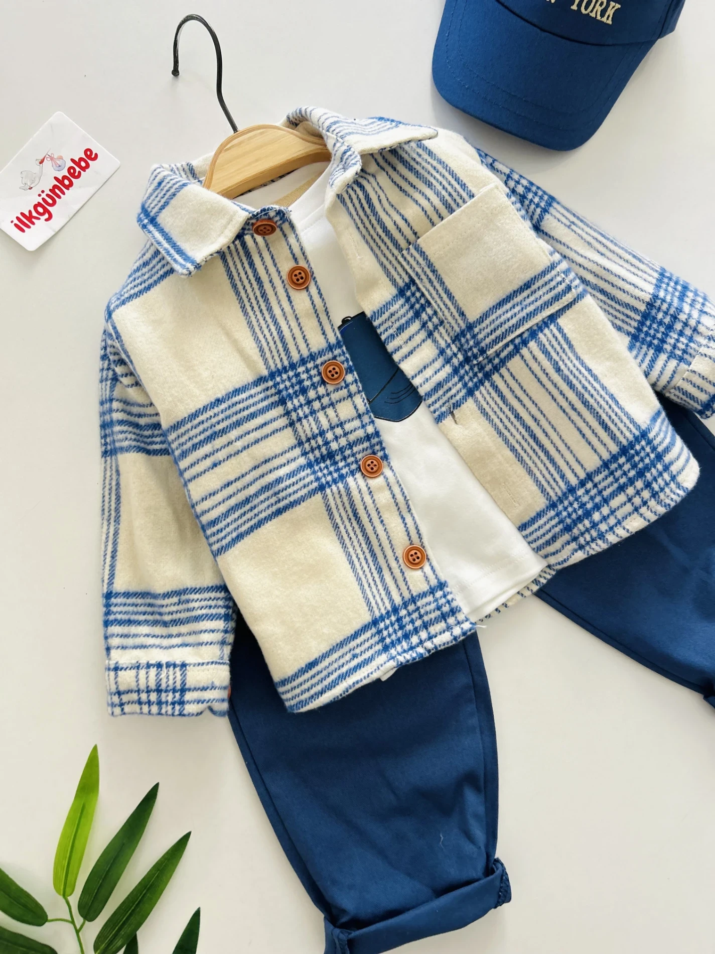 Oduncu Gömlek Şapkalı Oversize Hiphop Pantolon Badili 4lü Erkek Çocuk ve Bebek Takım