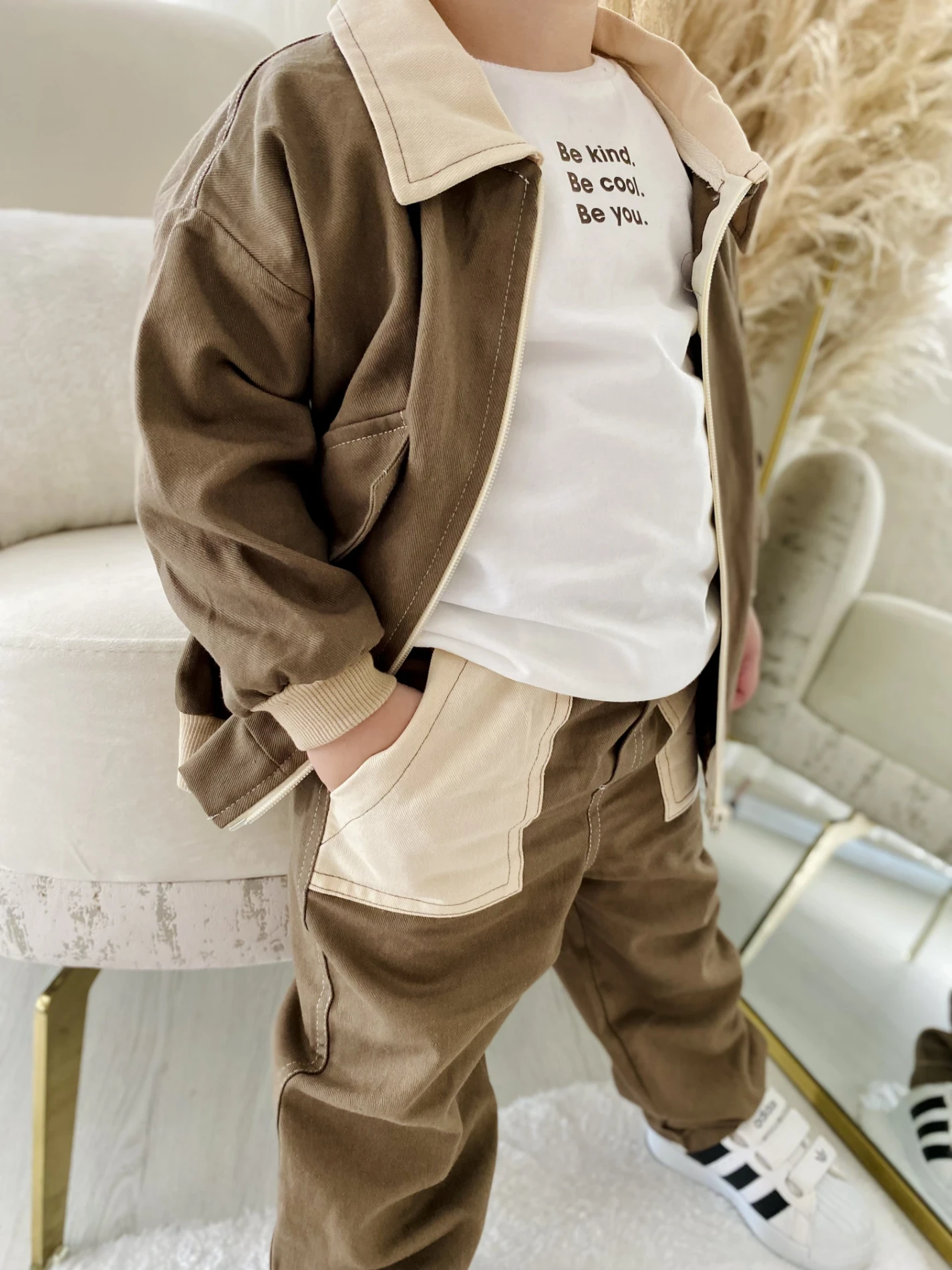 Premium Kalite Erkek Bebek Gabardin Ceketli 3'Lü Takım 