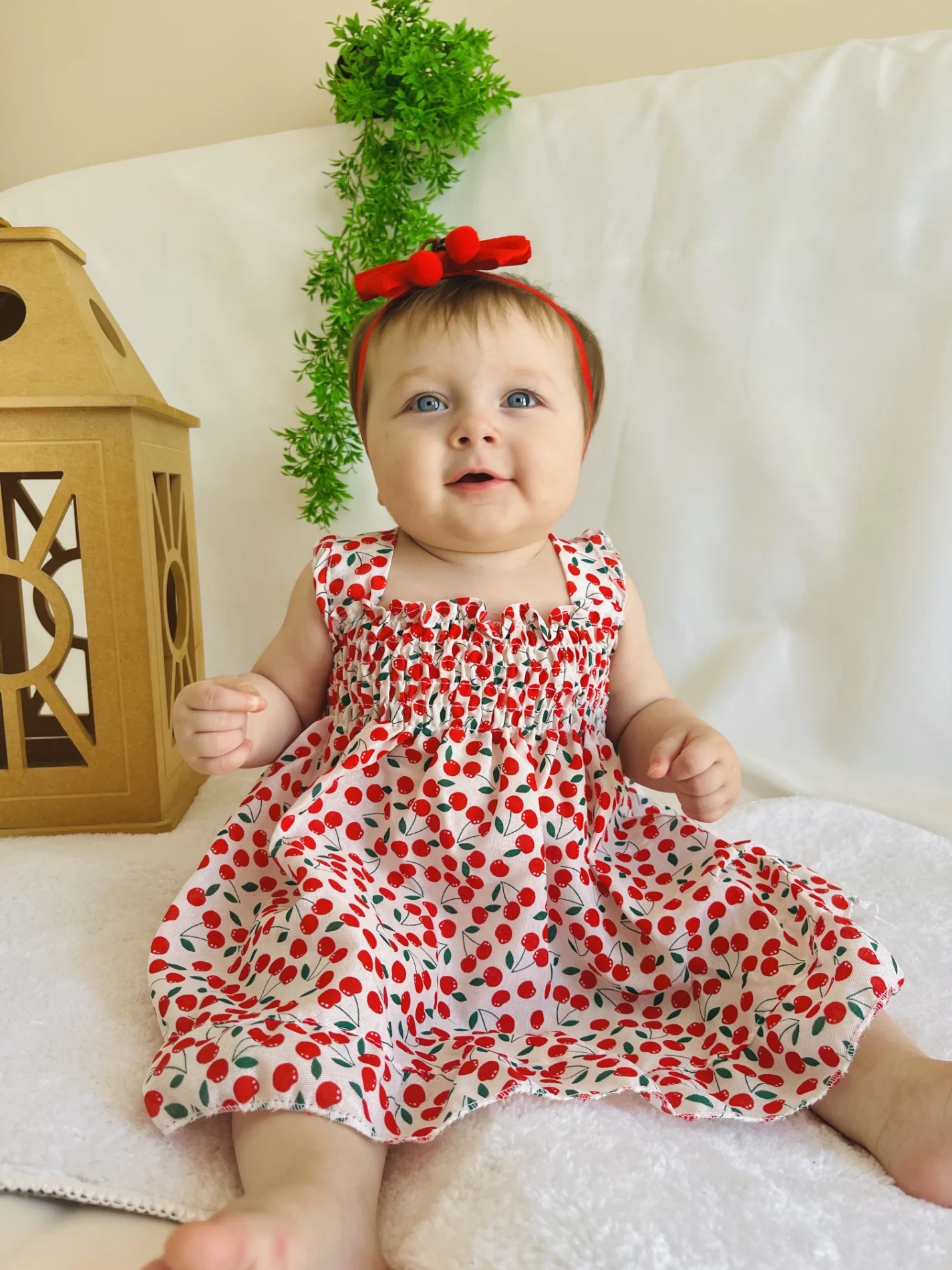 Kiraz  Desenli Kampanyalı Elbise 