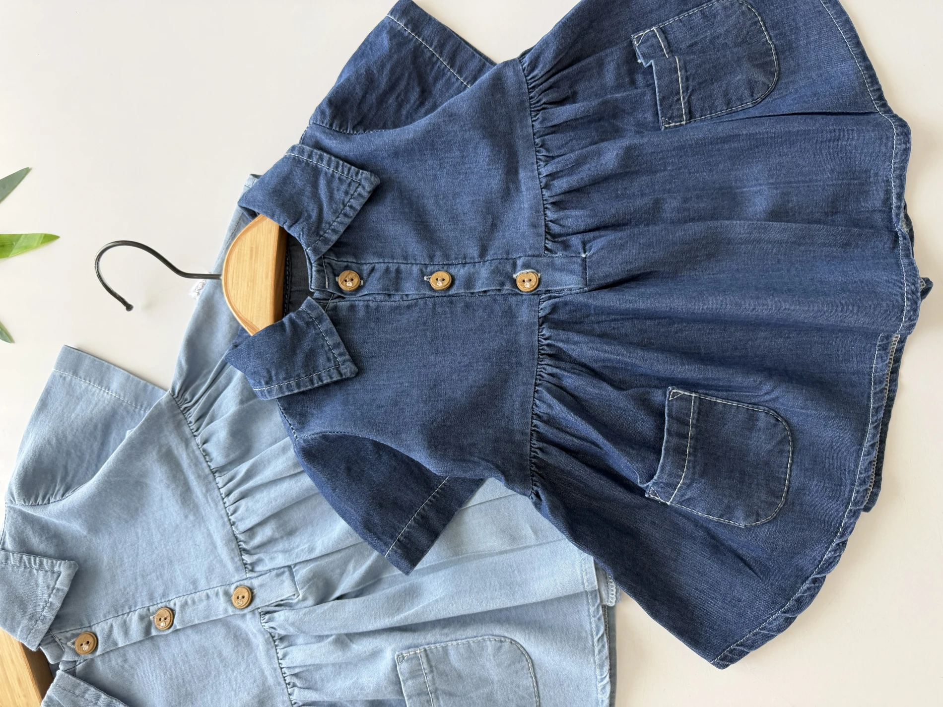 Denim Clara  – Düğmeli ve Cepli Bebek Kot Elbise