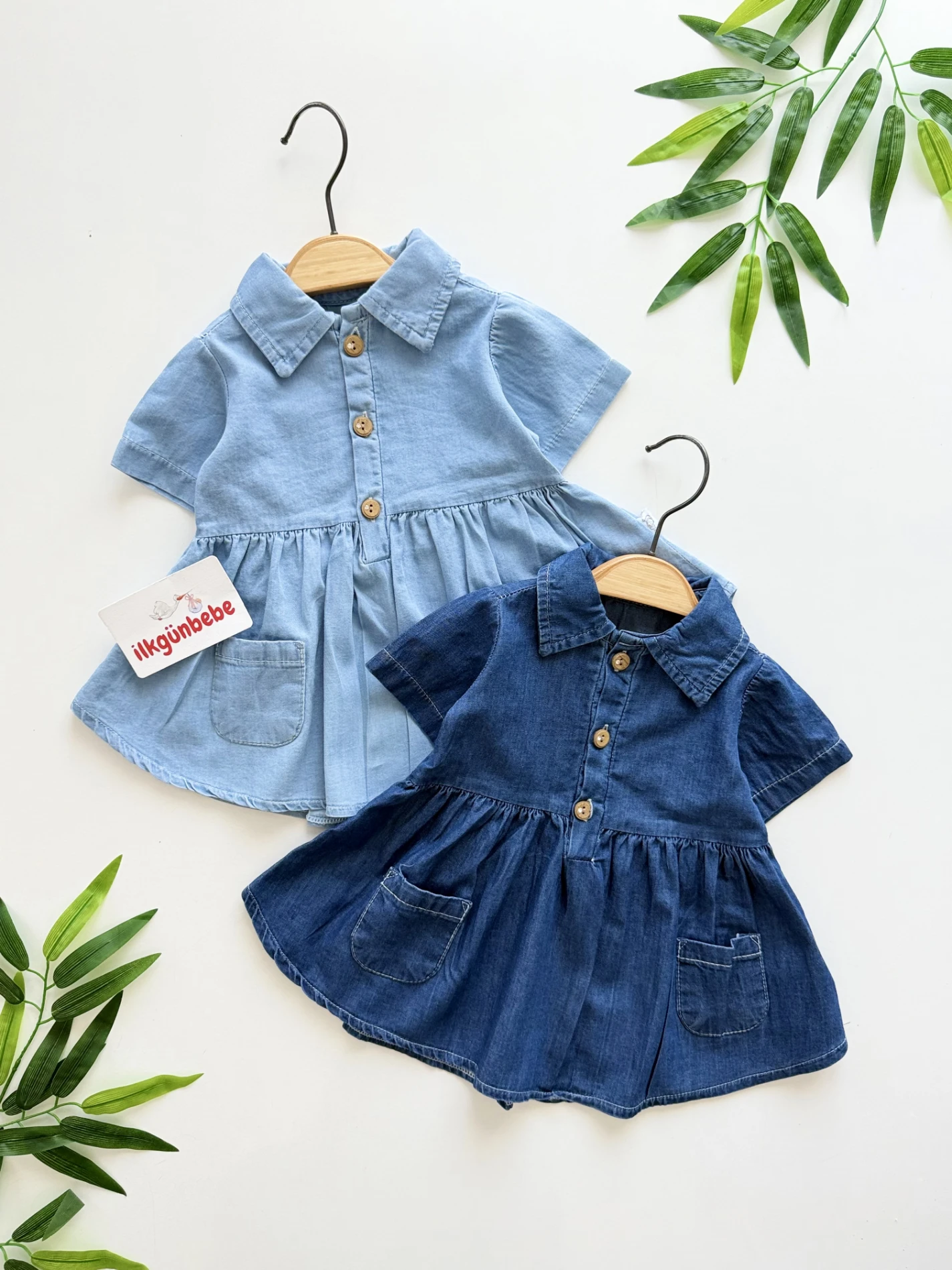 Denim Clara  – Düğmeli ve Cepli Bebek Kot Elbise