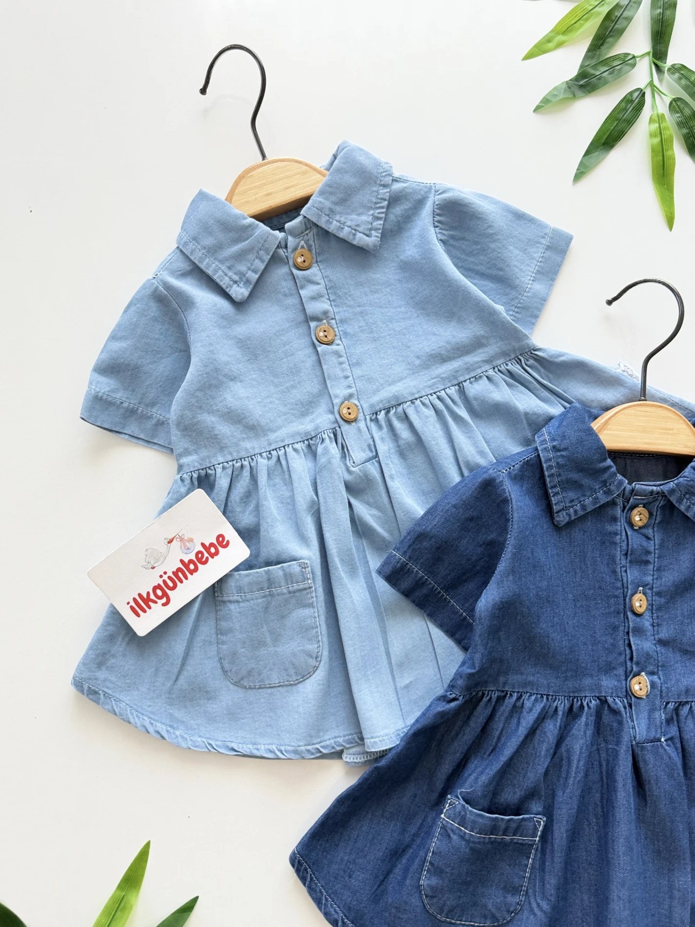 Denim Clara  – Düğmeli ve Cepli Bebek Kot Elbise