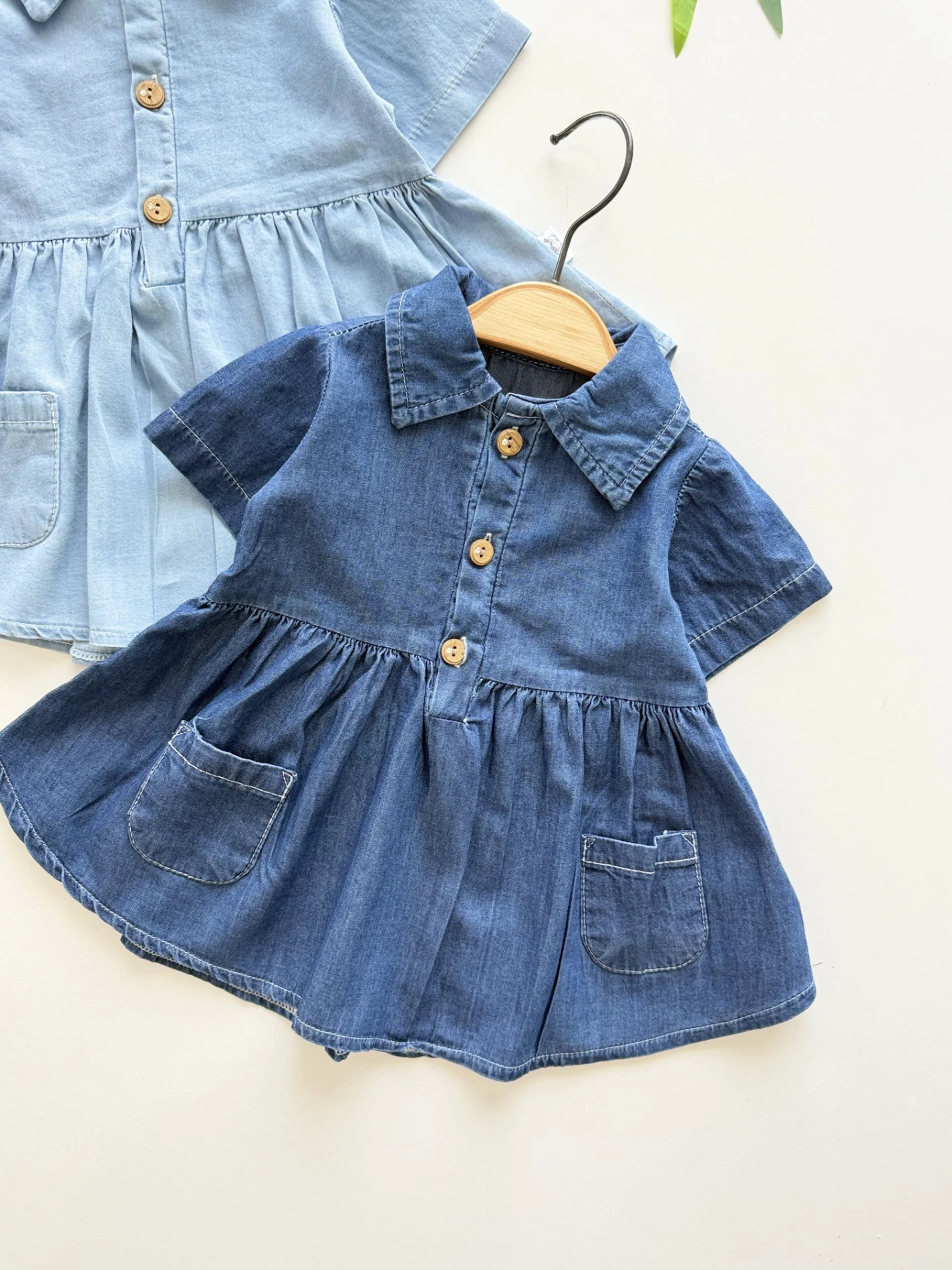 Denim Clara  – Düğmeli ve Cepli Bebek Kot Elbise