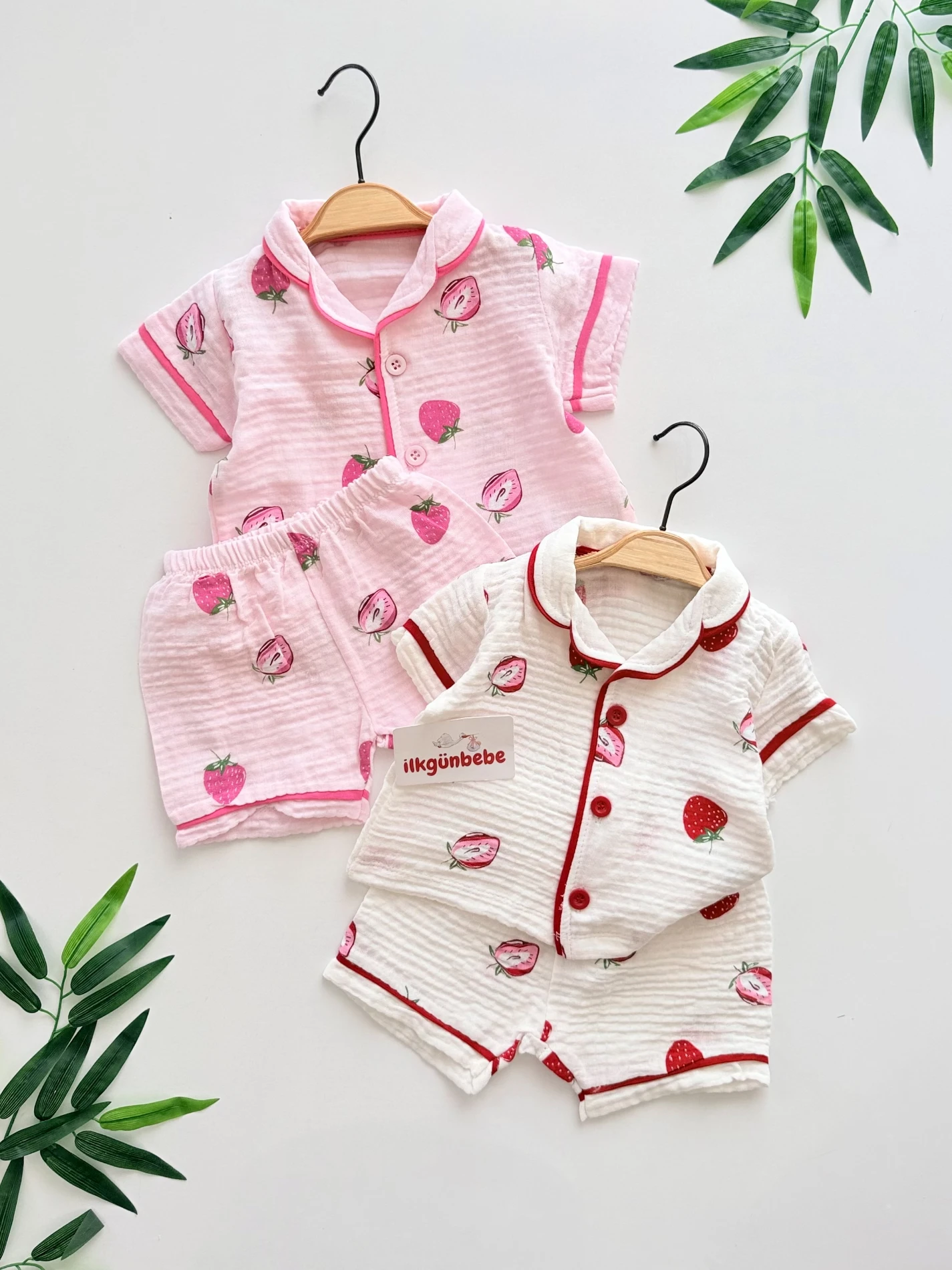 Çilek Temalı Müslin Yazlık Pijama