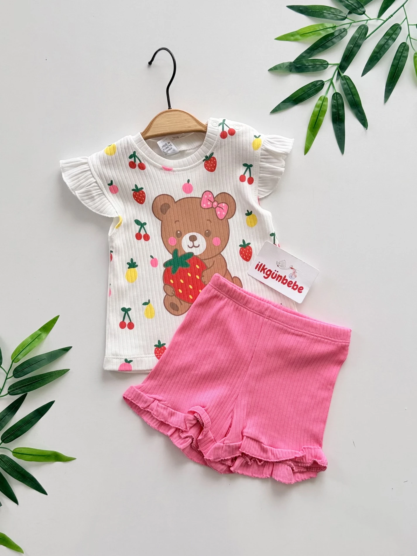 Teddy Desenli Fırfır Detaylı 2’li Takım