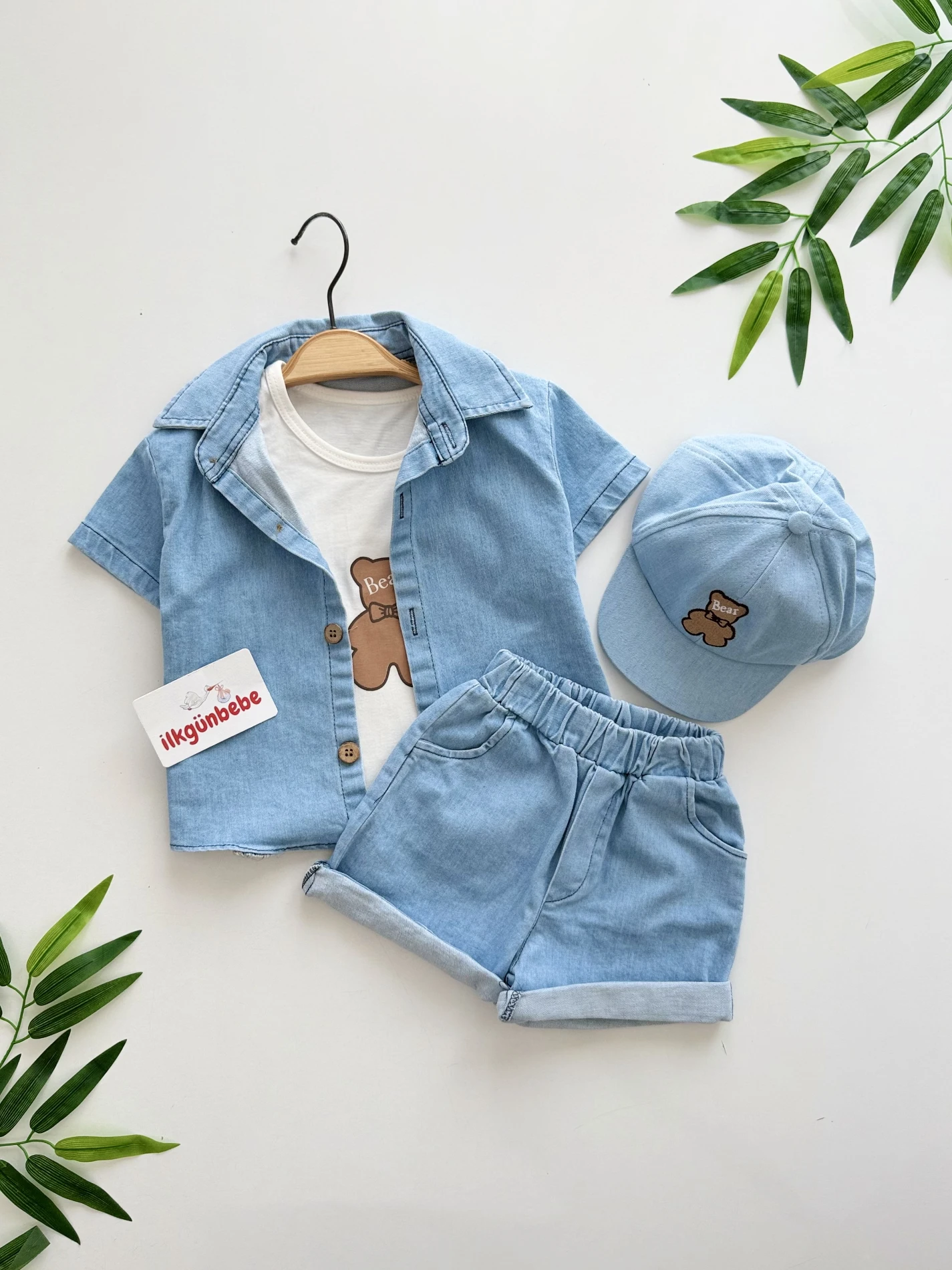 Bear Kot Denim Serisi: 4'lü Bebek Takımı