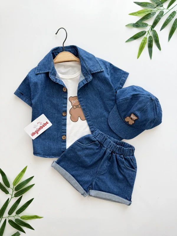 Bear Kot Denim Serisi: 4'lü Bebek Takımı