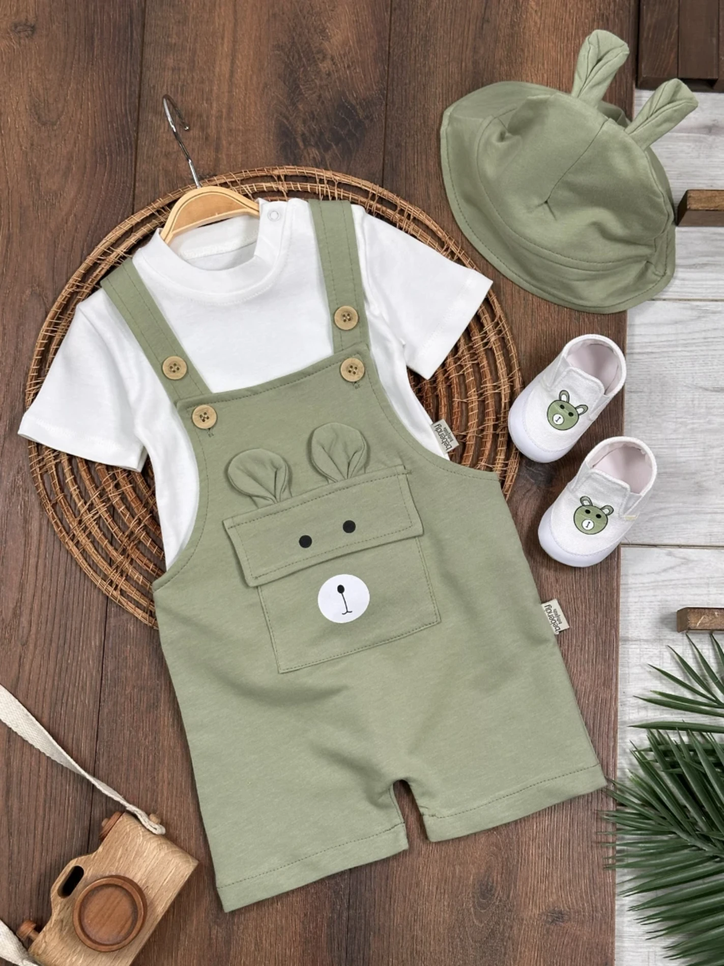 Dany Ayakkabılı Bucket Şapkalı  Badili Yazlık 4lü Salopet Erkek Bebek Takım