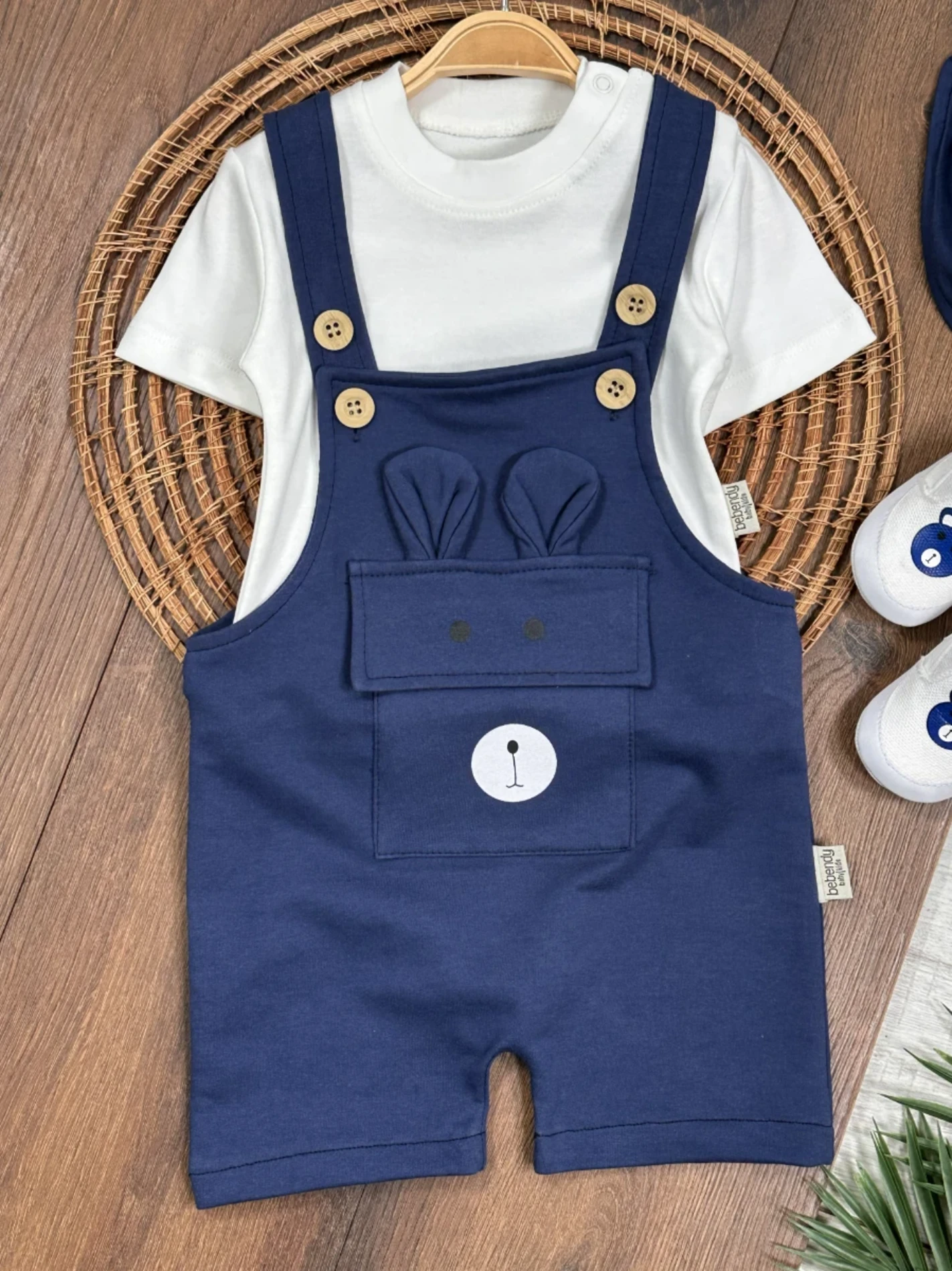 Dany Ayakkabılı Bucket Şapkalı  Badili Yazlık 4lü Salopet Erkek Bebek Takım