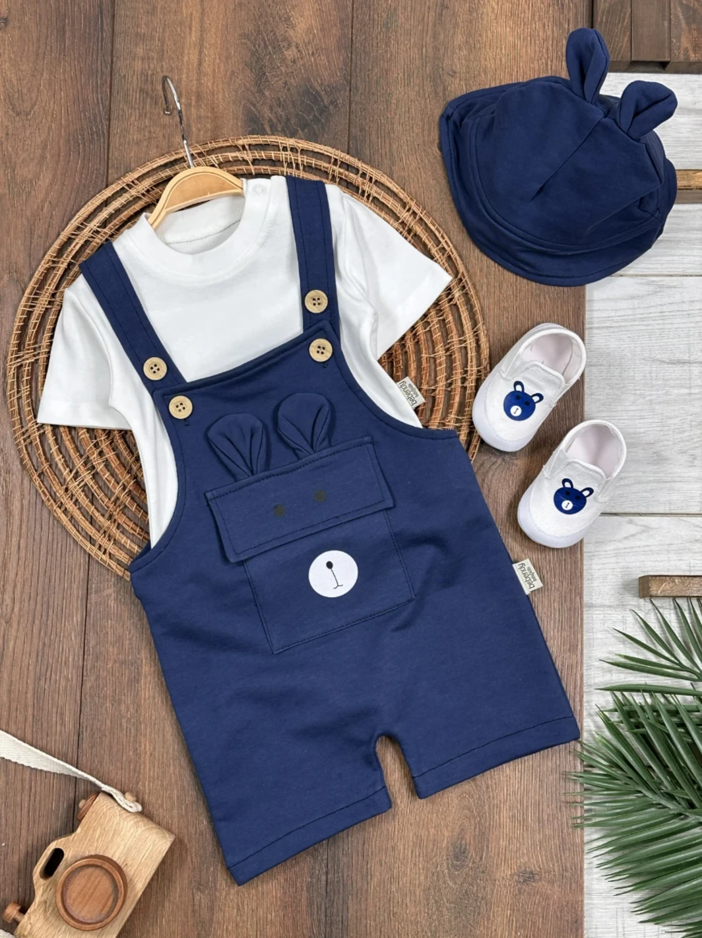 Dany Ayakkabılı Bucket Şapkalı  Badili Yazlık 4lü Salopet Erkek Bebek Takım