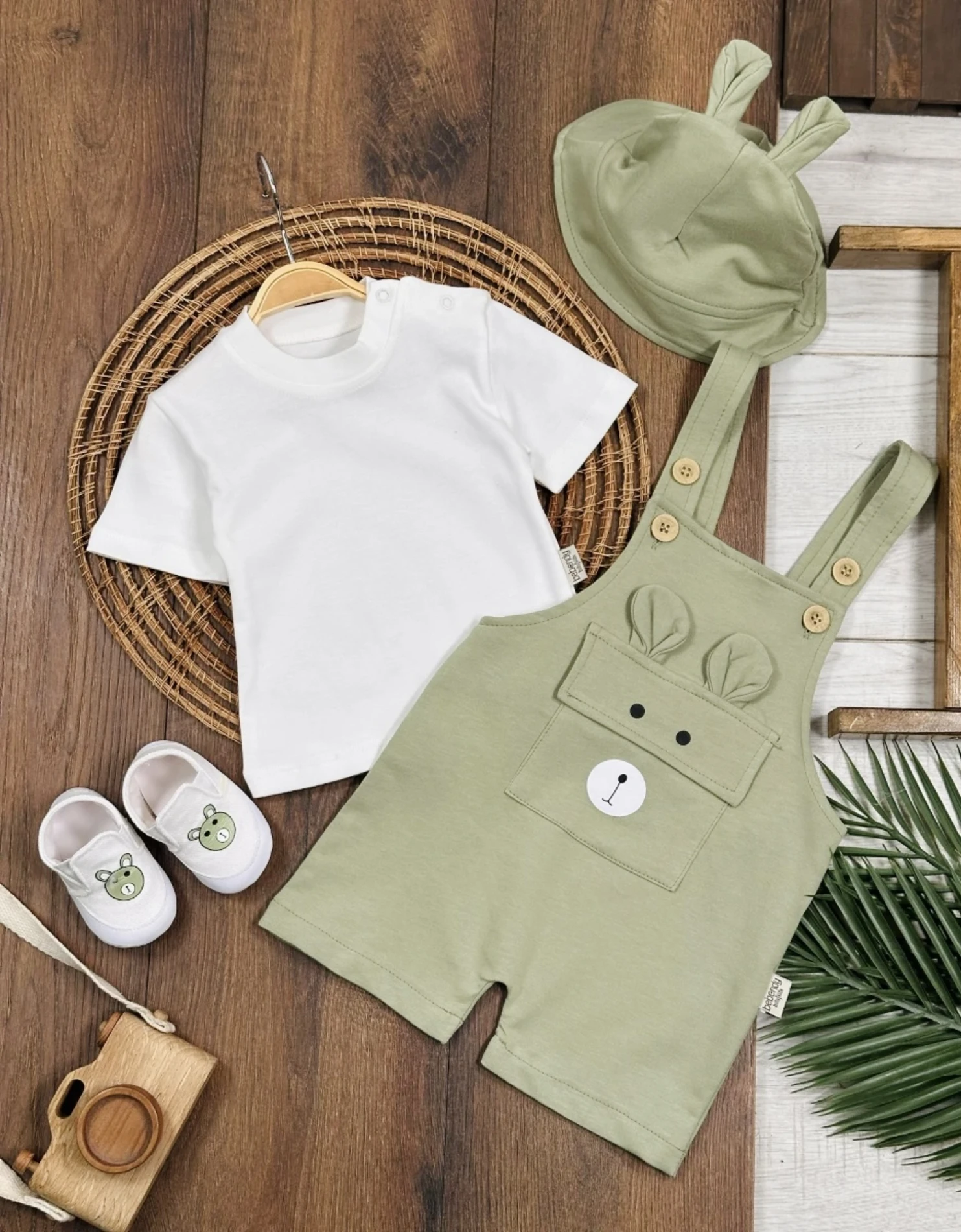 Dany Ayakkabılı Bucket Şapkalı  Badili Yazlık 4lü Salopet Erkek Bebek Takım